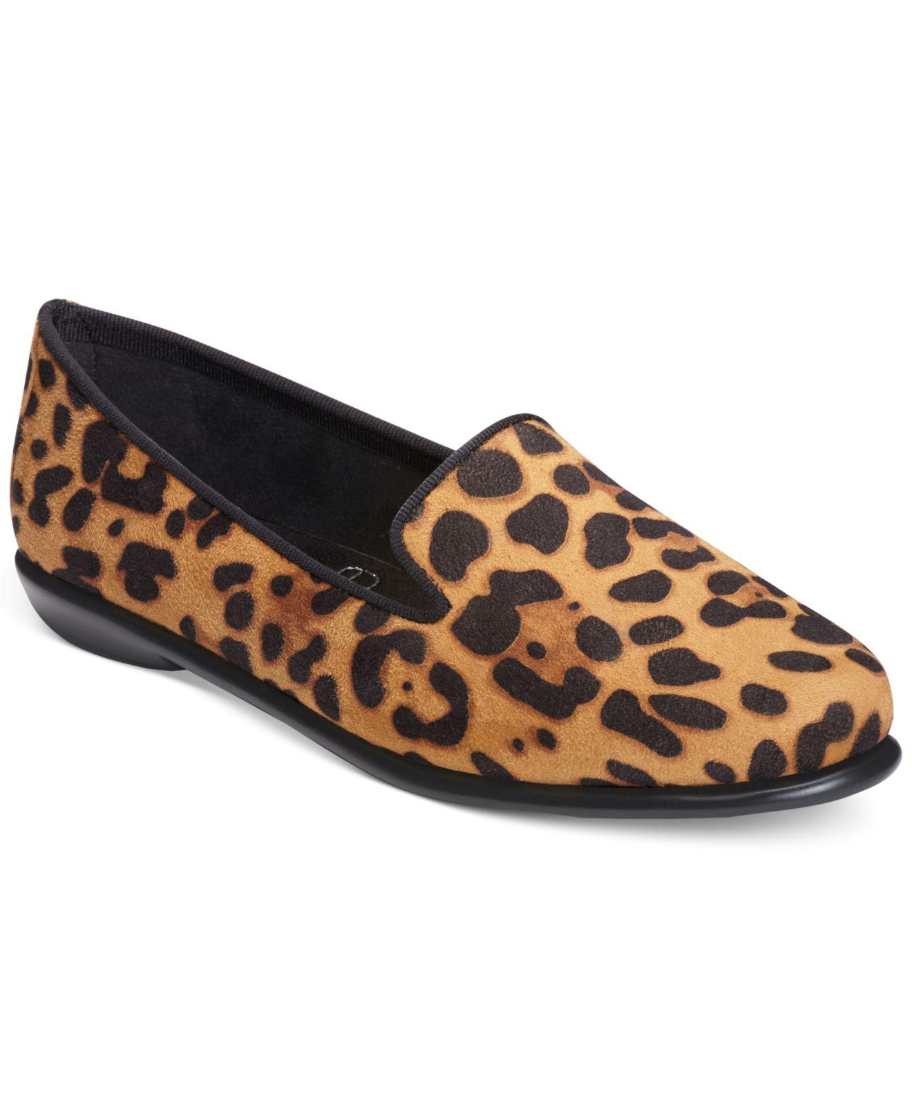 Aerosoles Suede Betunia Smoking Flats in Leopard Tan (Brown) Lyst