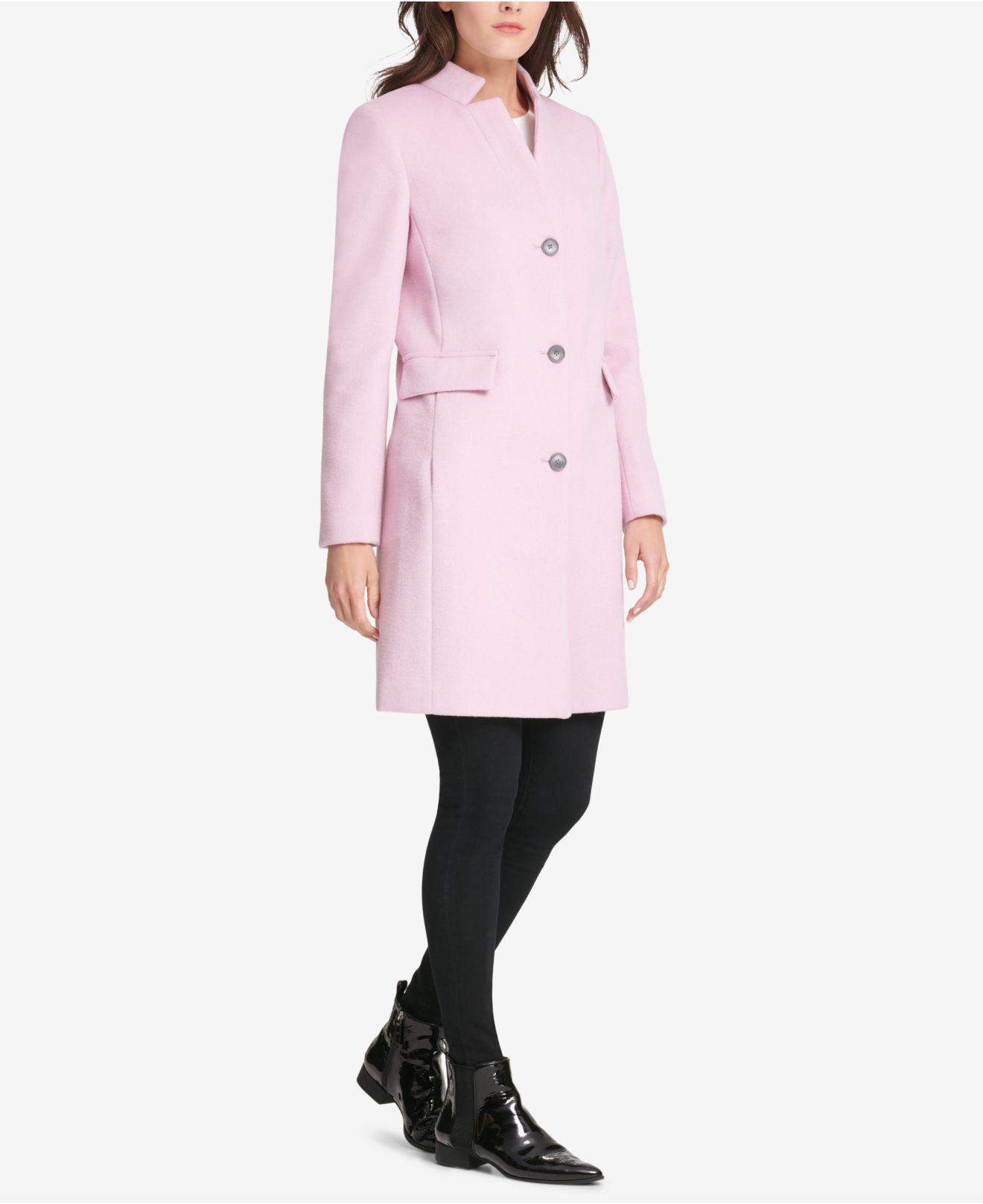 dkny stand collar coat