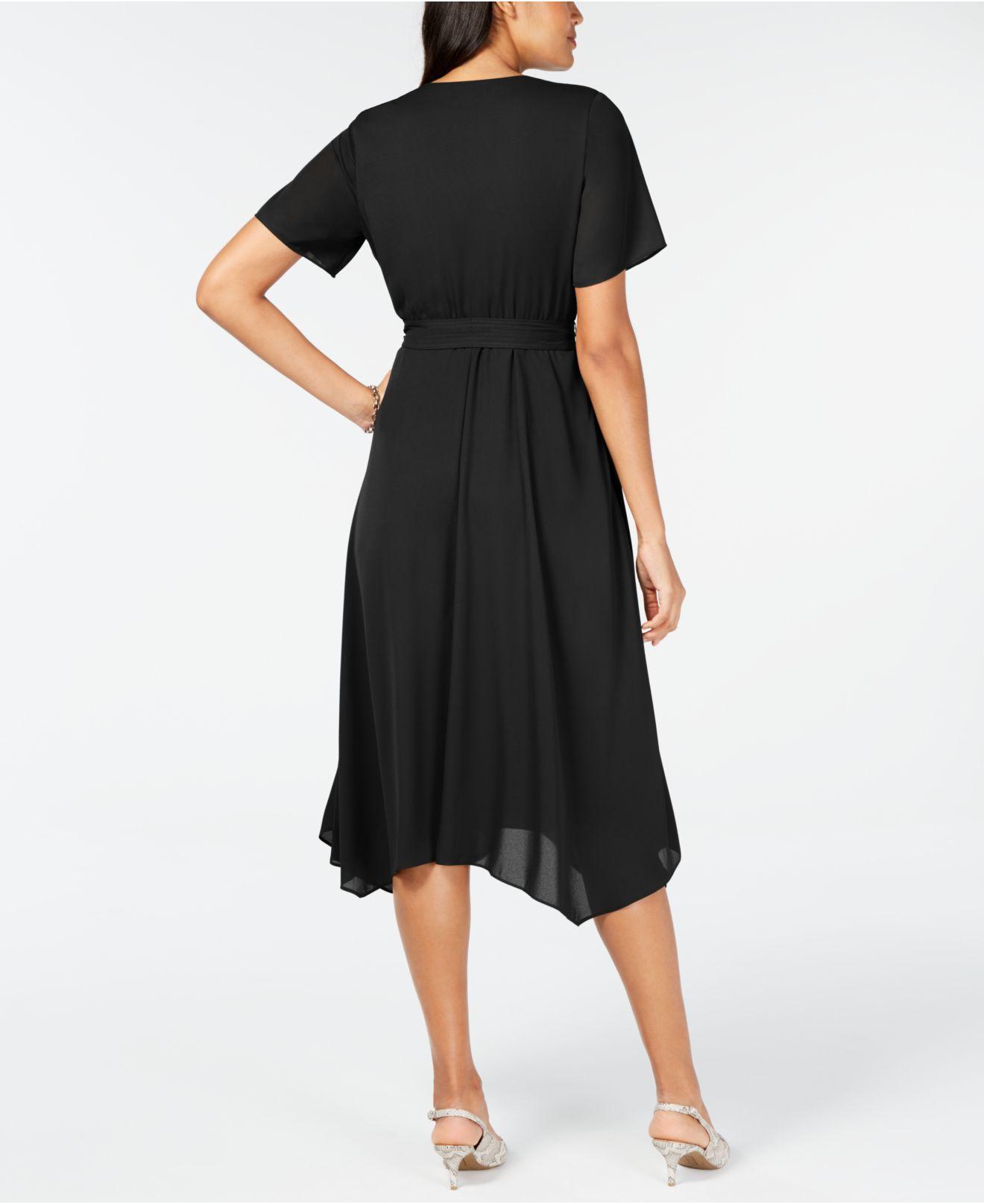 Alfani Handkerchief-hem Wrap Dress, Created For Macy's in Black | Lyst