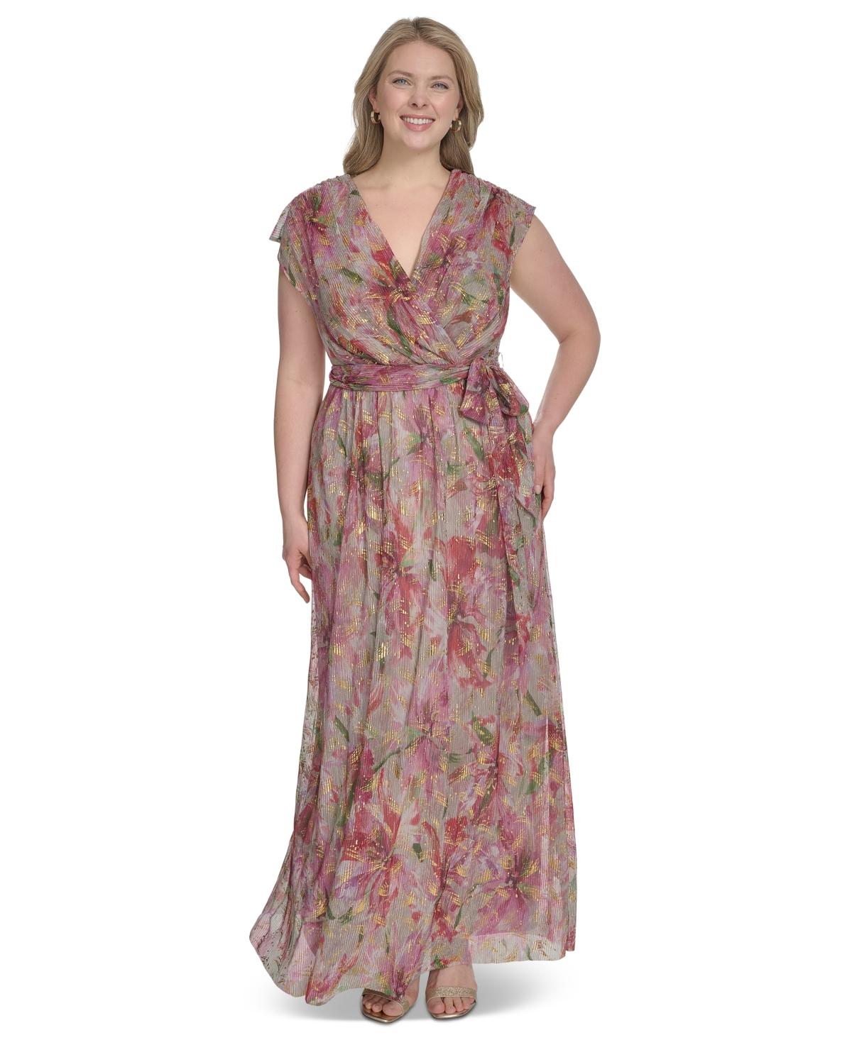 jessica howard plus size long dresses Jessica Howard Plus Size V-neck Shoulder-drape Gown