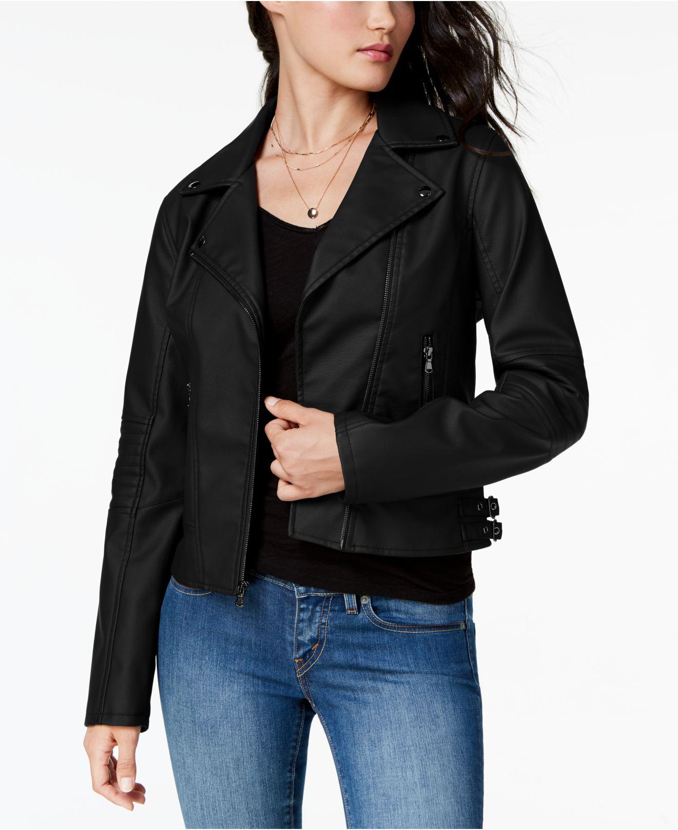 Celebrity Pink Faux Leather Sleeve Twill Jacket
