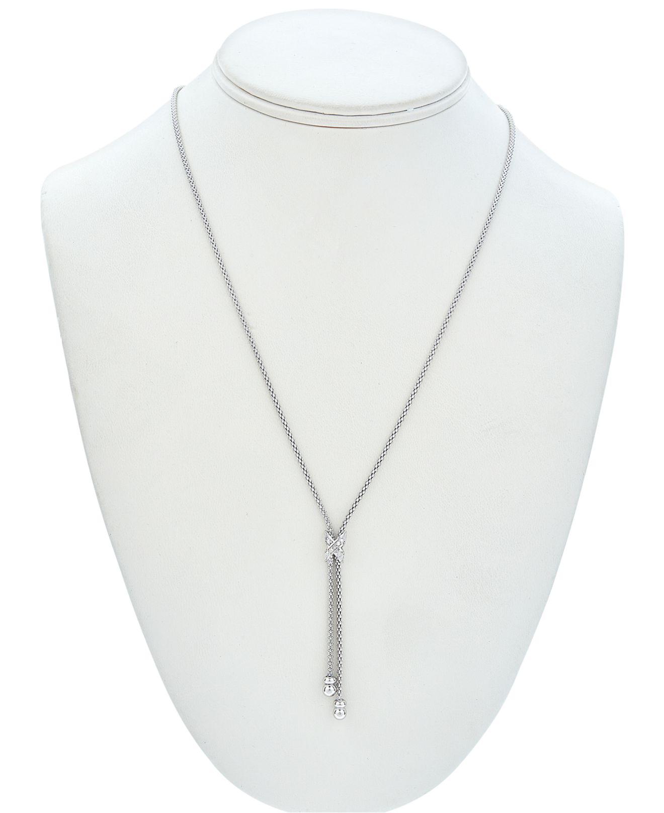Macy's Diamond Lariat Necklace (1/8 Ct. T.w.) In Sterling Silver , 20