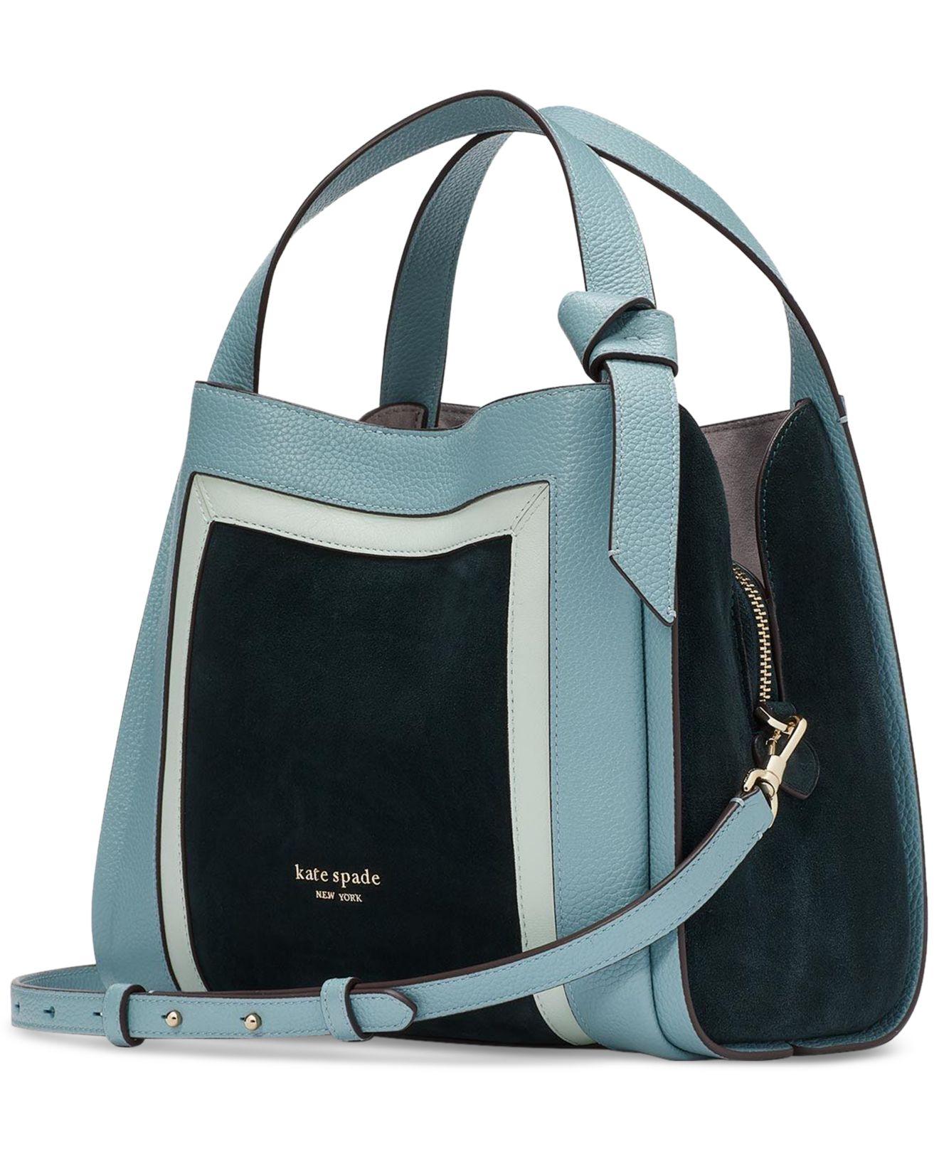 Kate Spade Knott Colorblock Leather Small Crossbody Tote in Blue