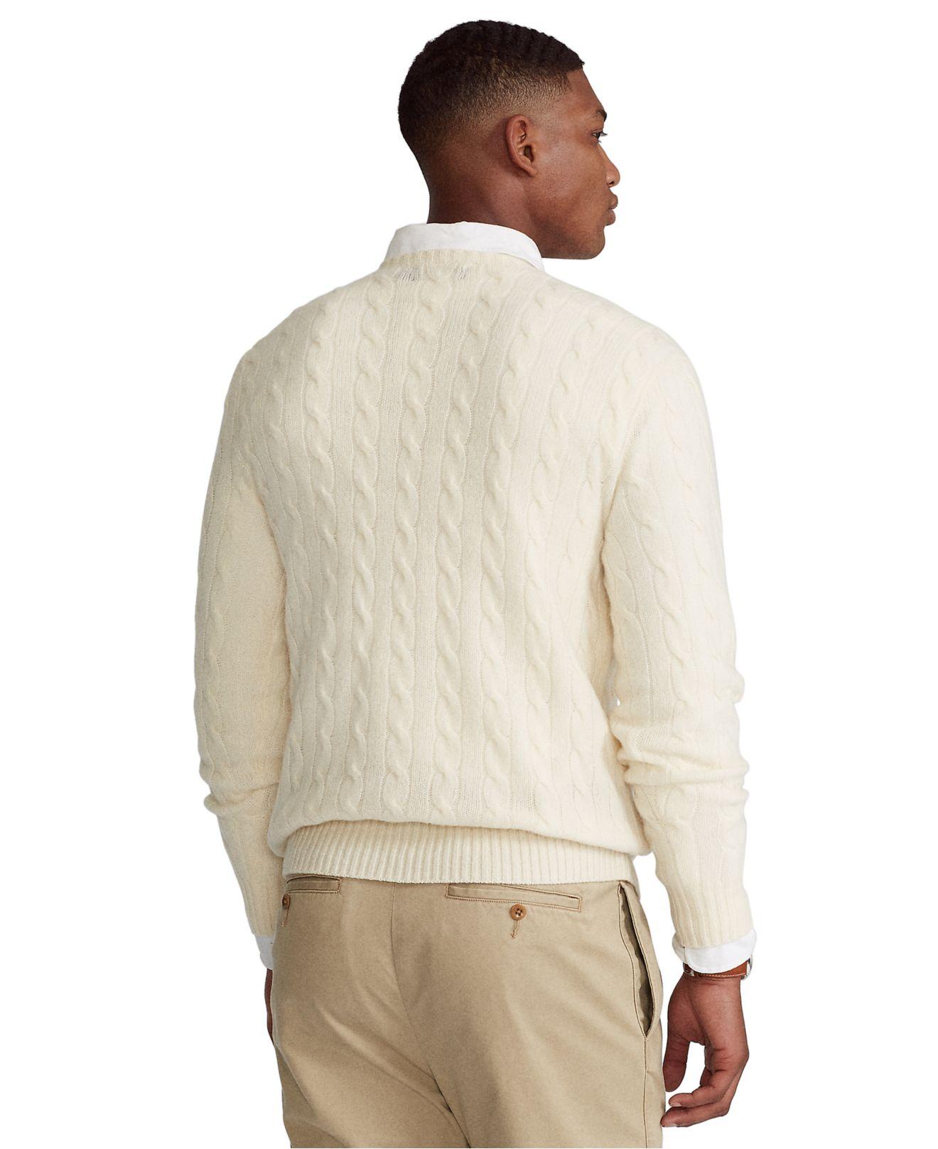 Polo Ralph Lauren Cable Wool-cashmere Sweater in Natural for Men | Lyst