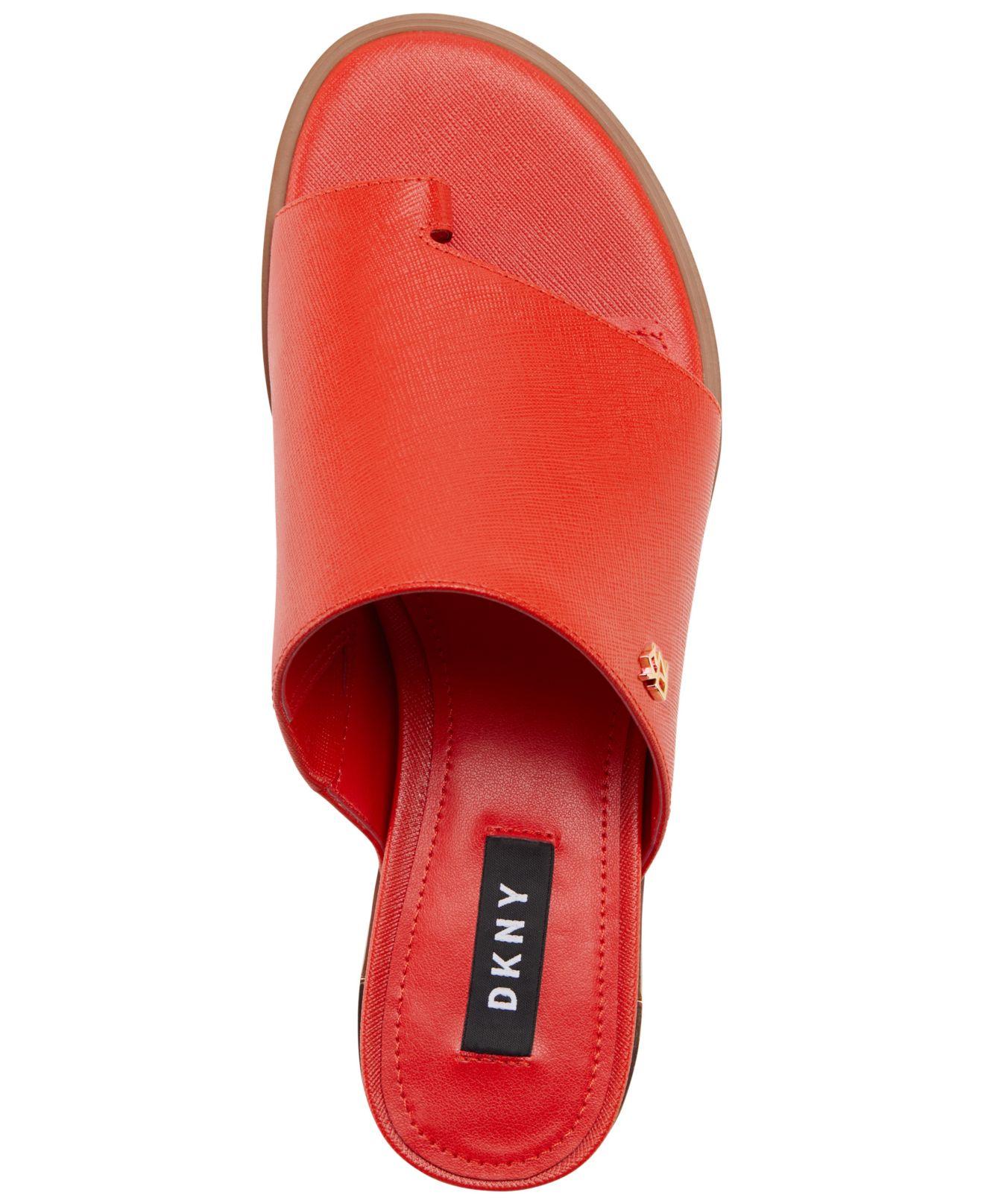 DKNY Daz Flat Slide Sandals in Orange | Lyst