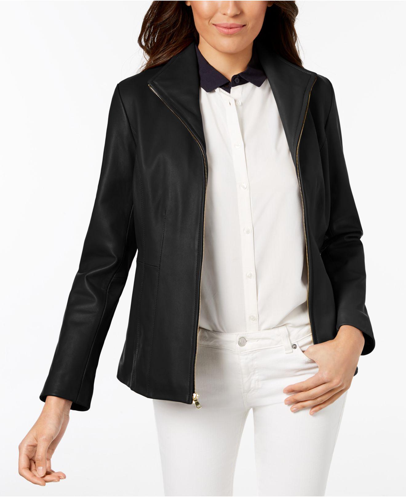 Petite Cropped Leather Moto Jacket - White House Black Market