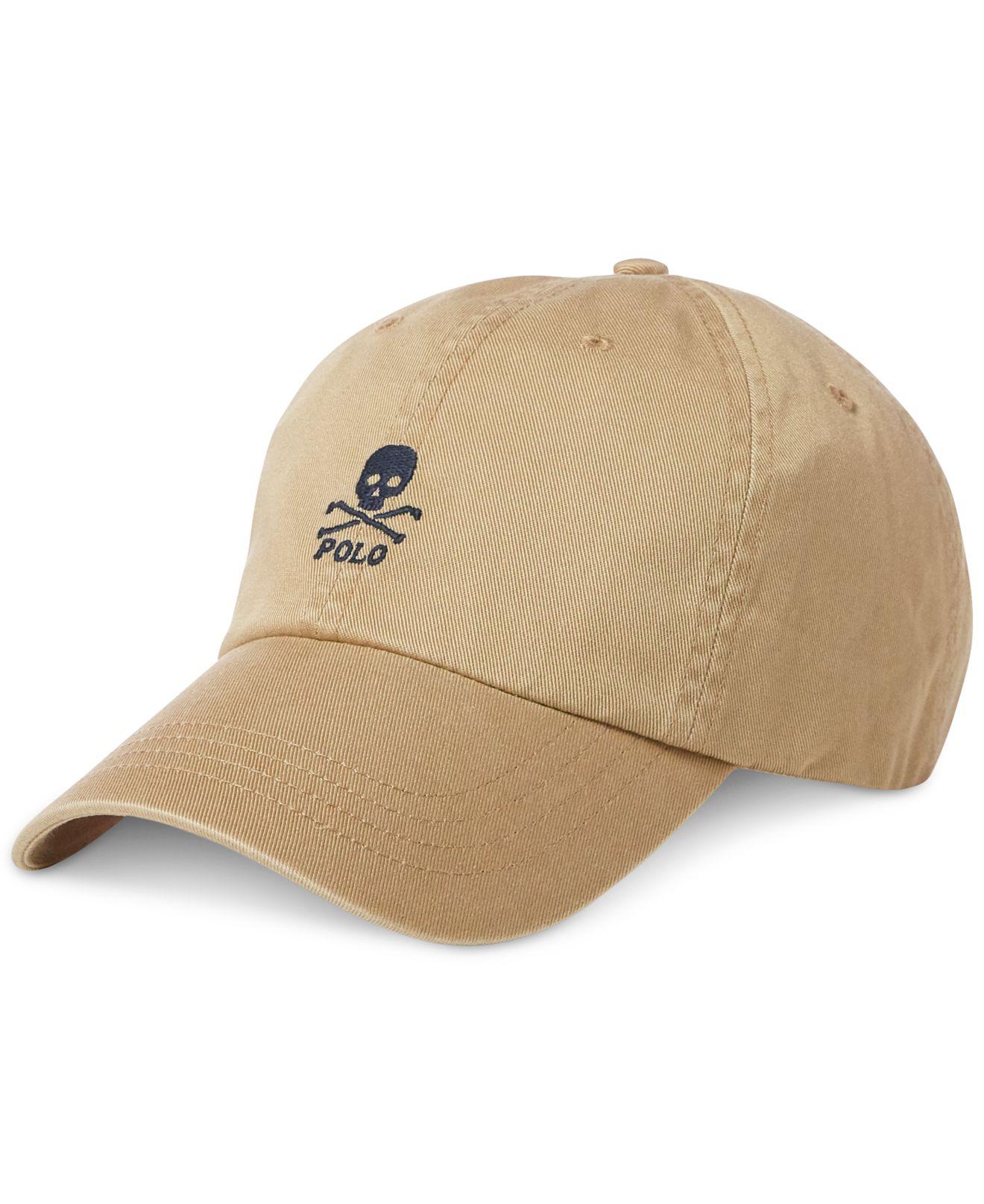 Polo Ralph Lauren Cotton Embroidered Skull Baseball Cap in Natural for