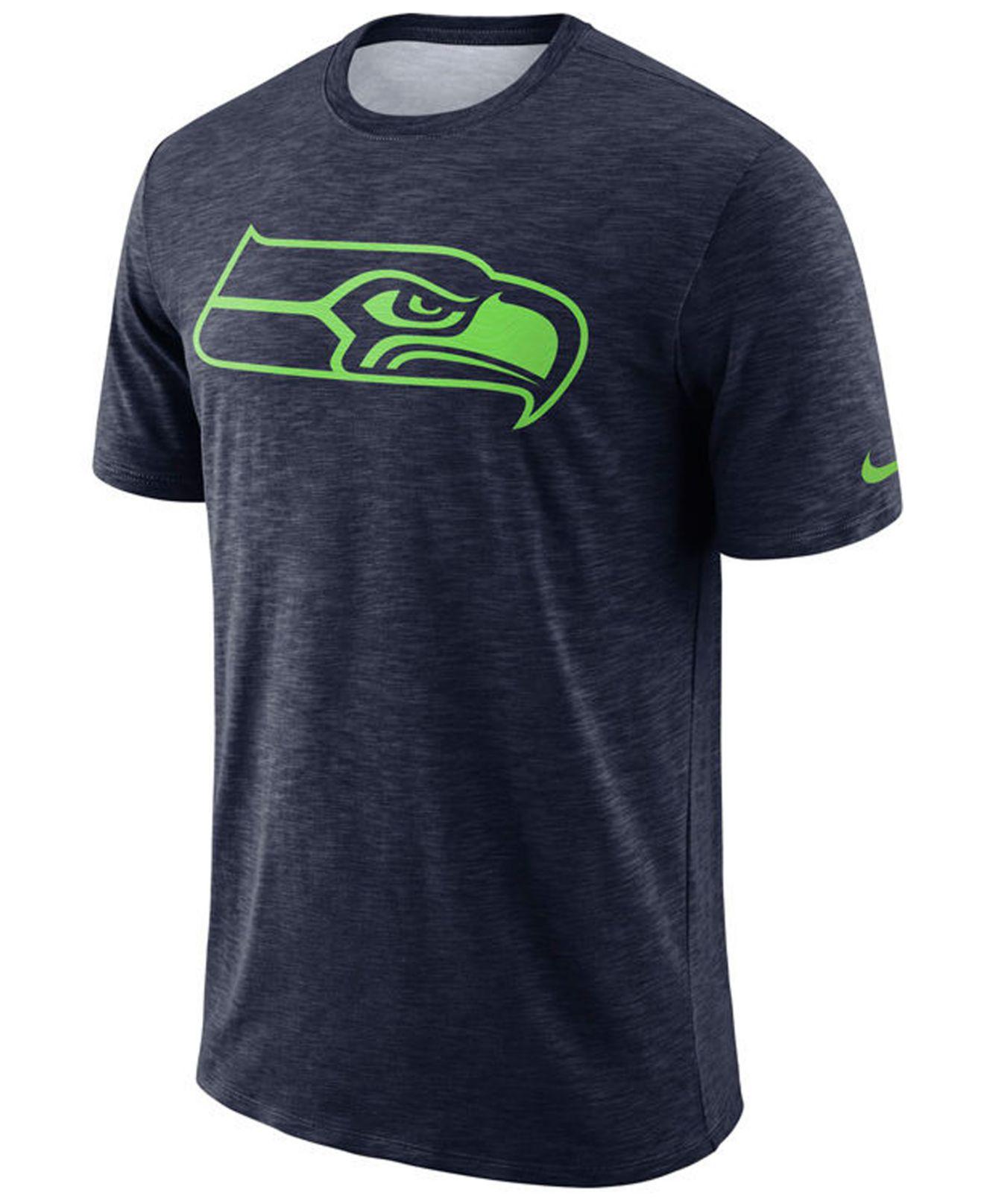 Nike Seattle Seahawks Dri-fit Cotton Slub On-field T-shirt in Navy/Lime ...