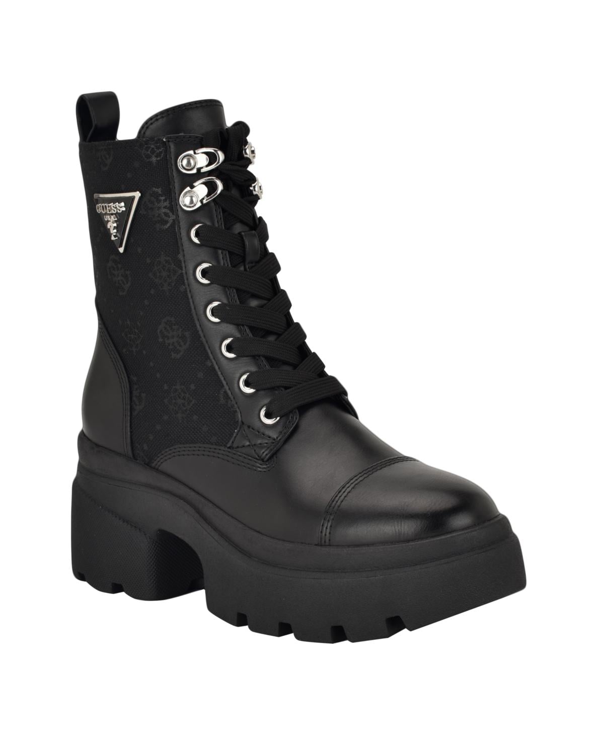 Guess *Faxon* Black Lace-Up Combat Boots GBG Guess LaceUp Boots Black, Zipper Around, Sparkle Tongue  main image 4