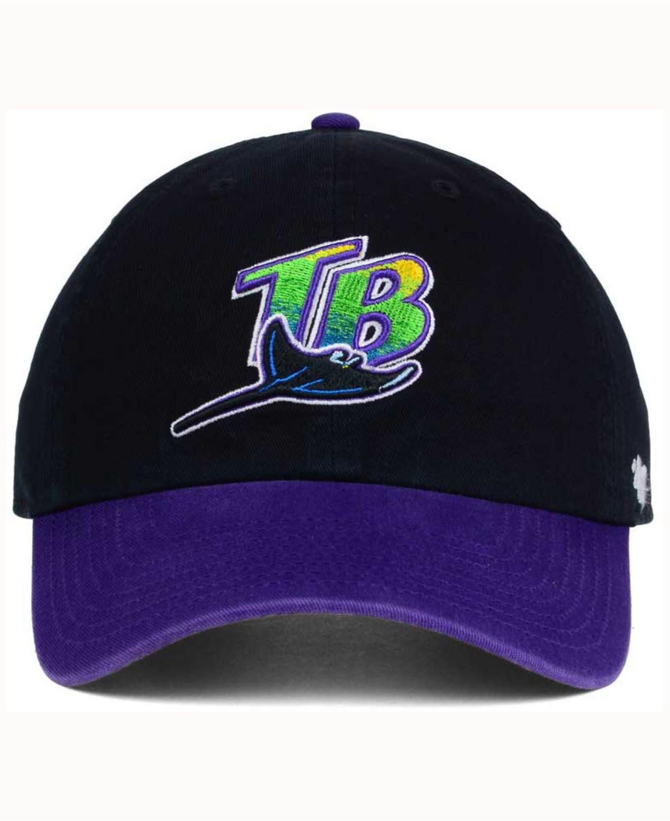 47 Brand Tampa Bay Rays Cooperstown Clean Up Cap in Black for Men