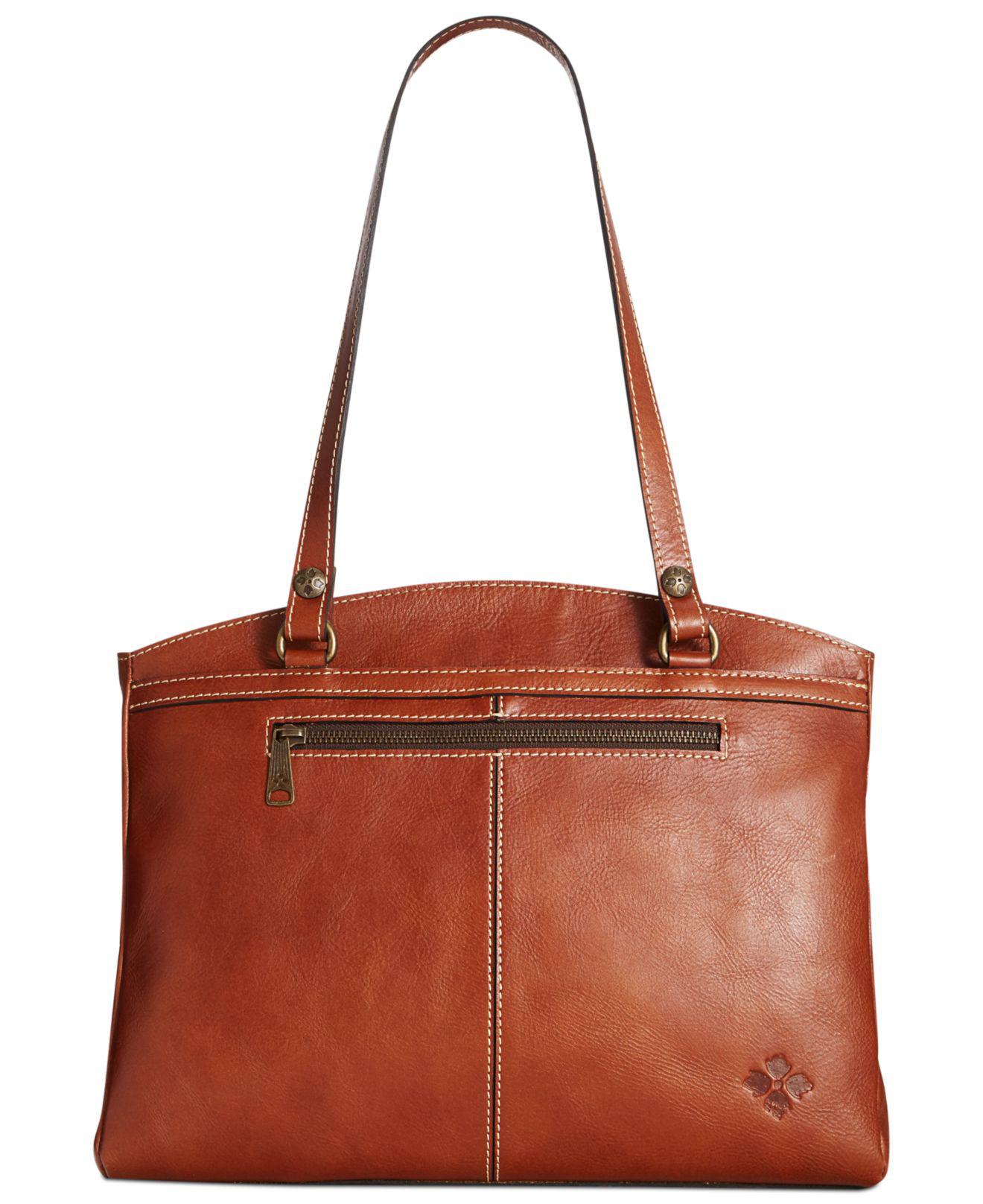 Patricia Nash Poppy Smooth Leather Shoulder Bag in Tan/Gold (Brown