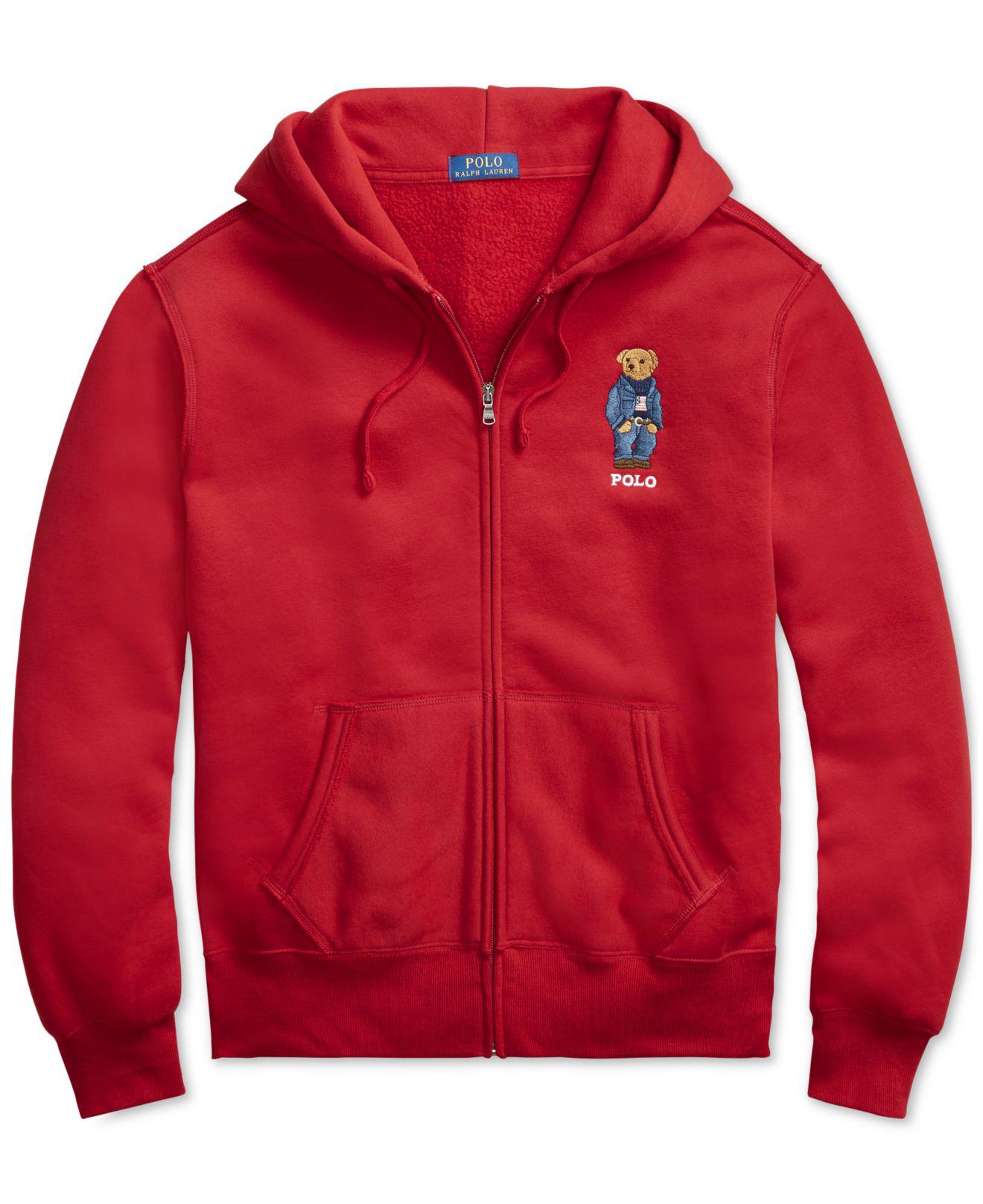 polo bear hoodie red