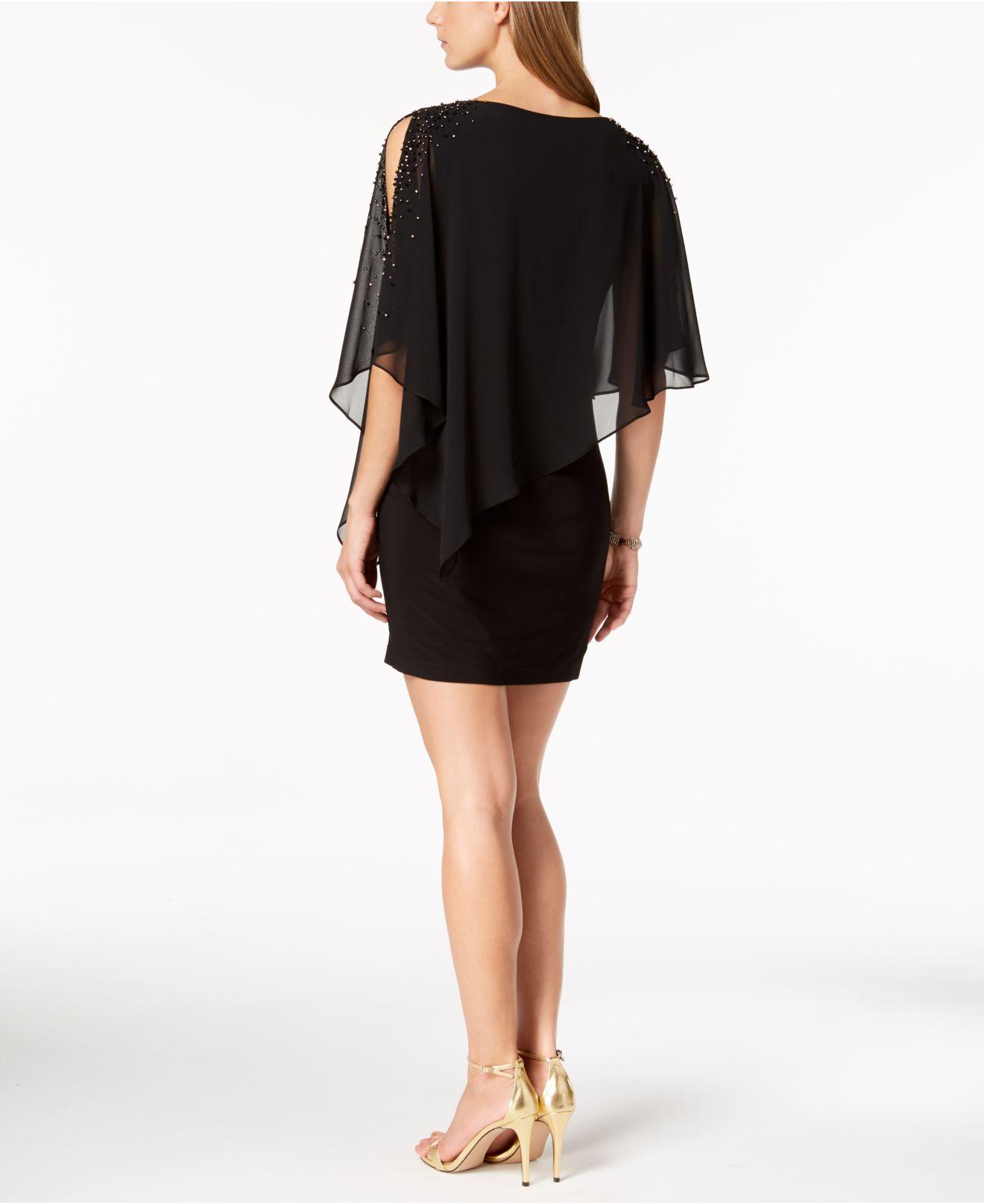 x by xscape capelet sheath dress