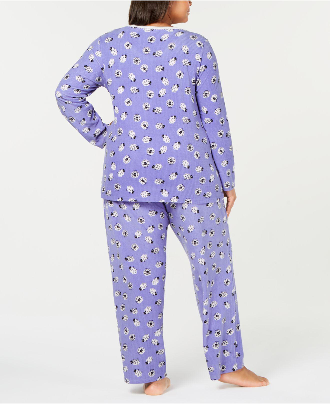 Charter Club Plus Size Thermal Fleece Pajama Set, Created For Macy's in