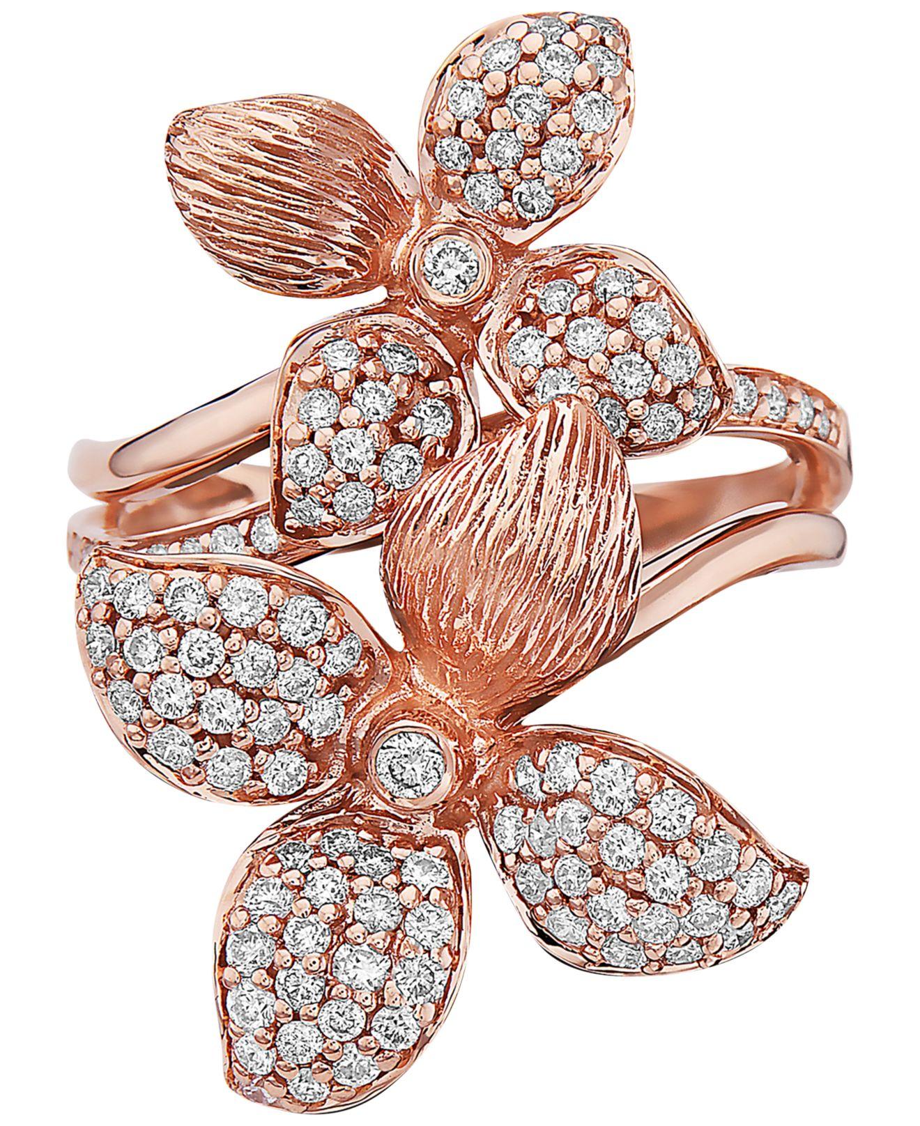 Effy Effy® Diamond Pavé Flower Statement Ring (3/4 Ct. T.w.) In 14k