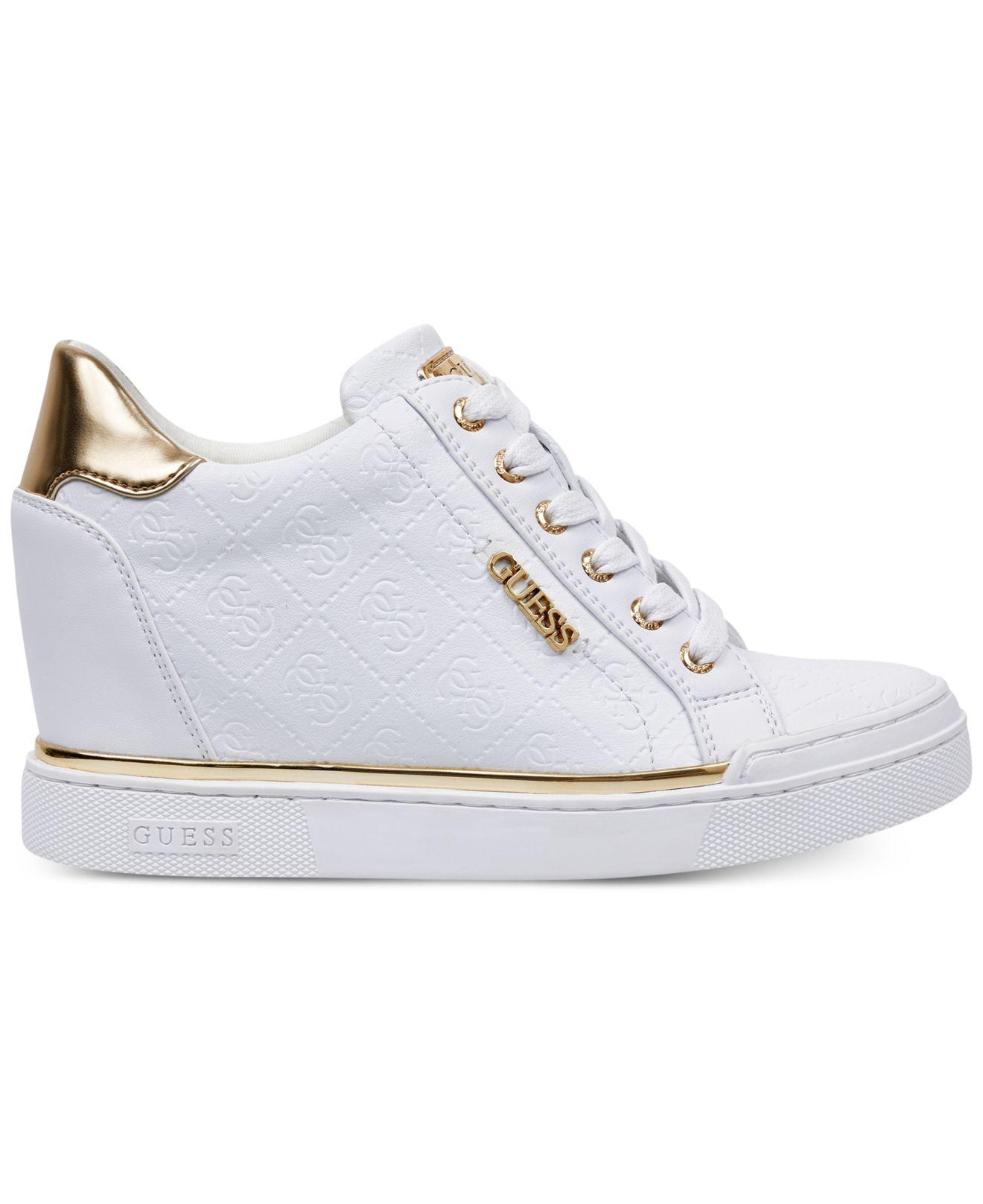 Guess Flowurs Wedge Sneakers in White - Lyst