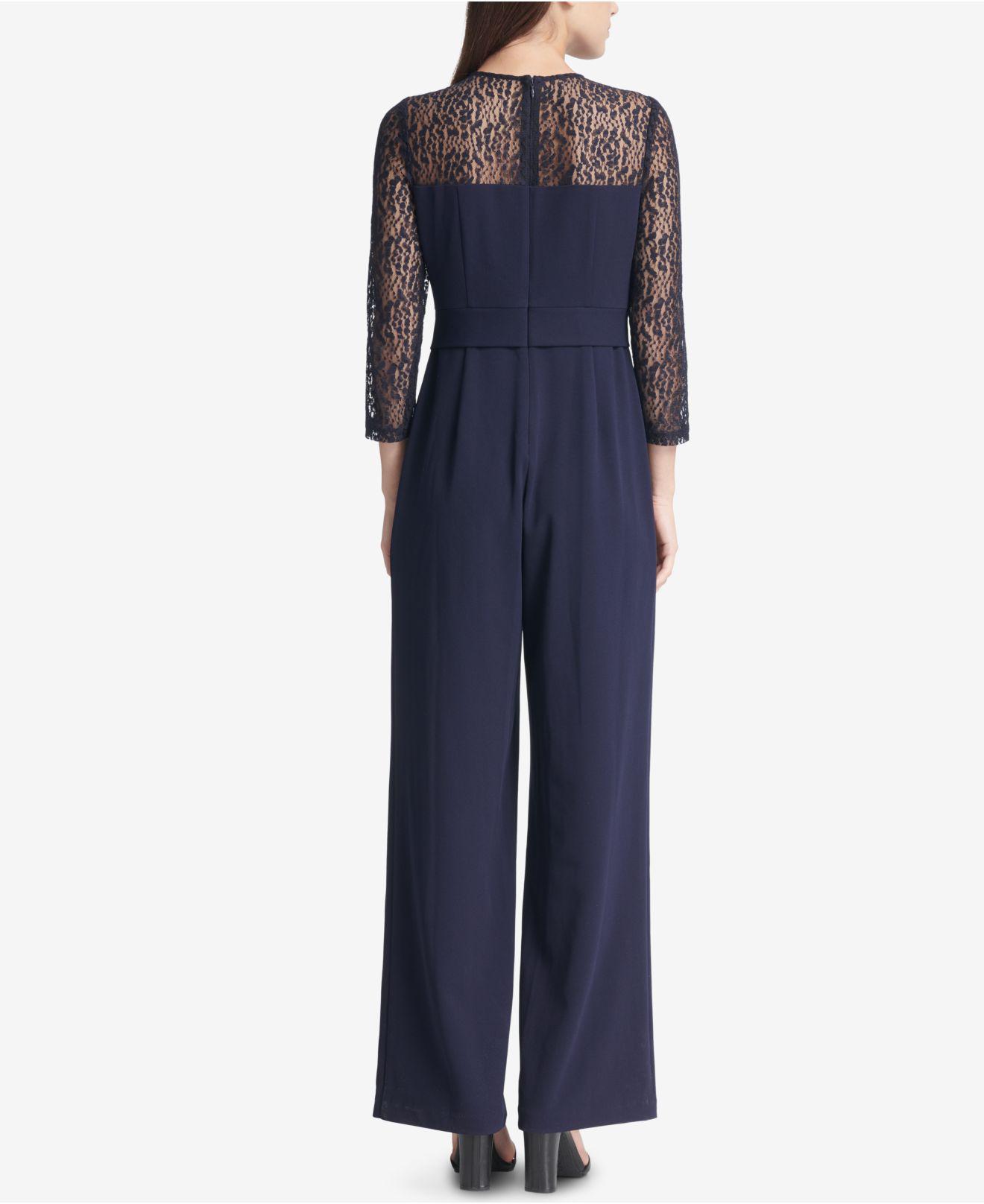 macy's navy blue jumpsuit
