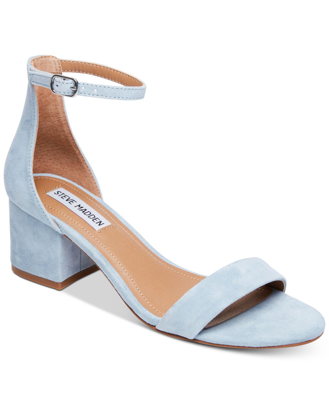 Irenee Block-heel Sandals in Blue Suede 