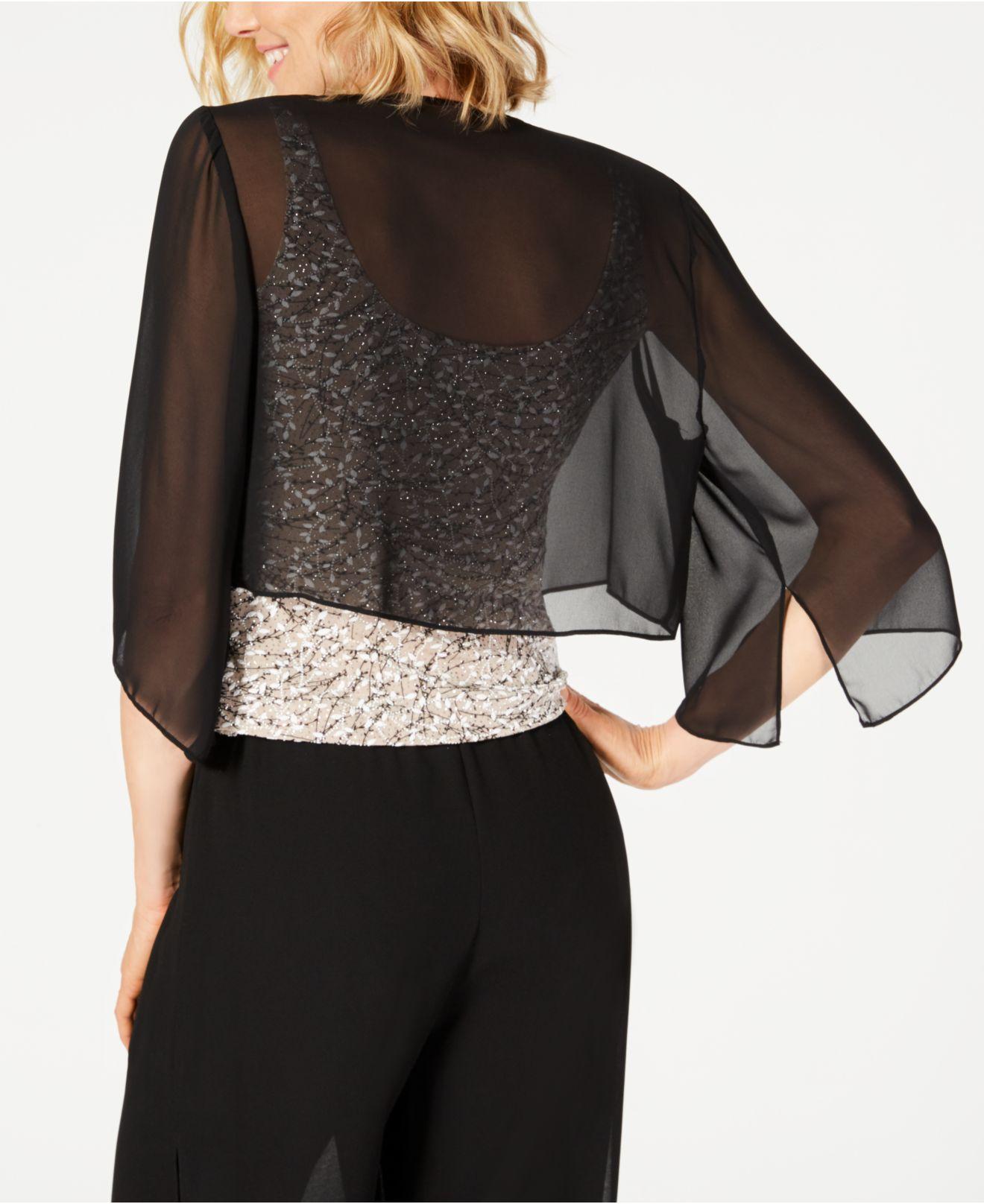 Alex Evenings Cover Up, Sheer Chiffon in Black | Lyst