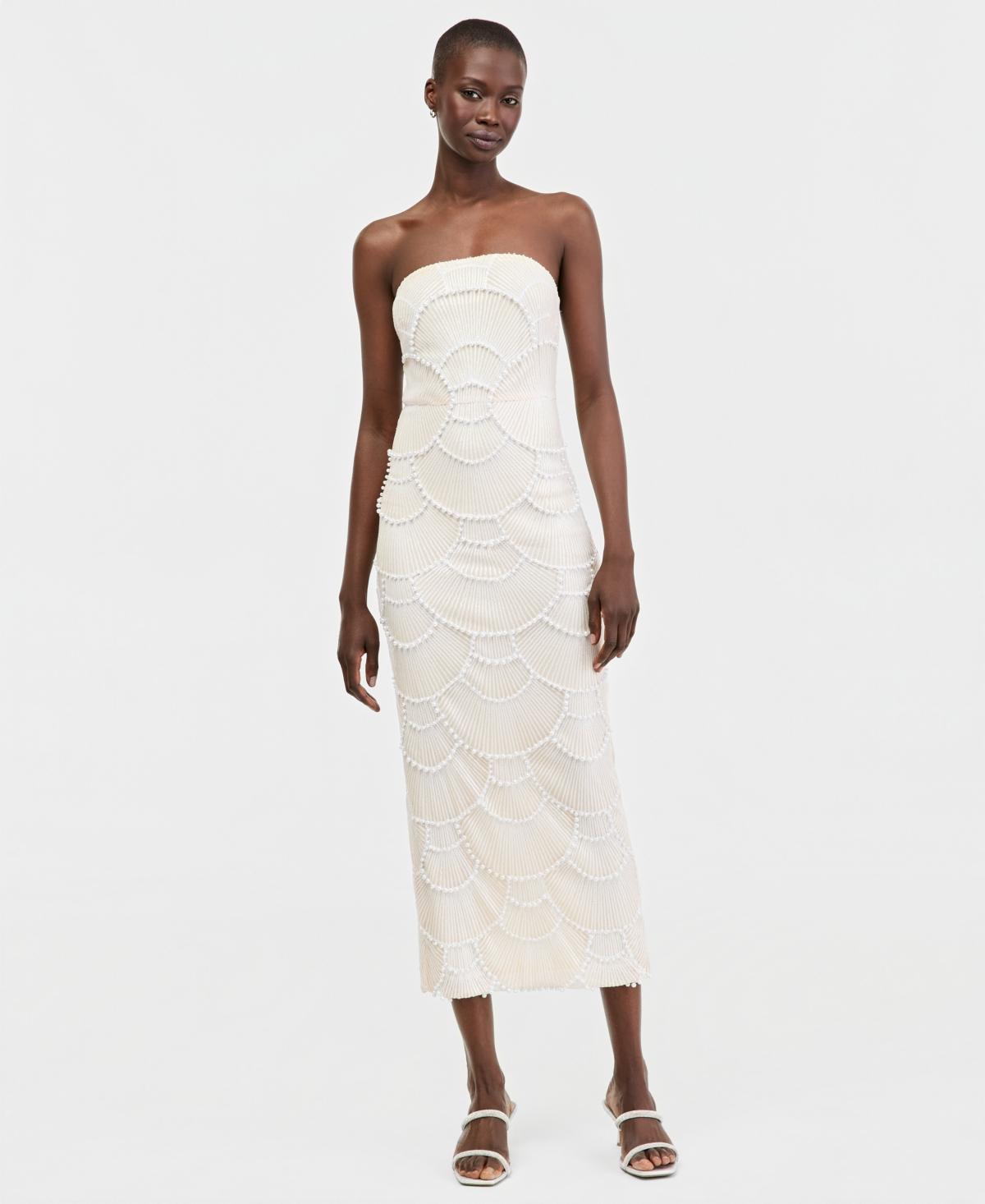 rachel roy silk dresses Rachel Roy Women's Metallic Ruched Midi Dress - White