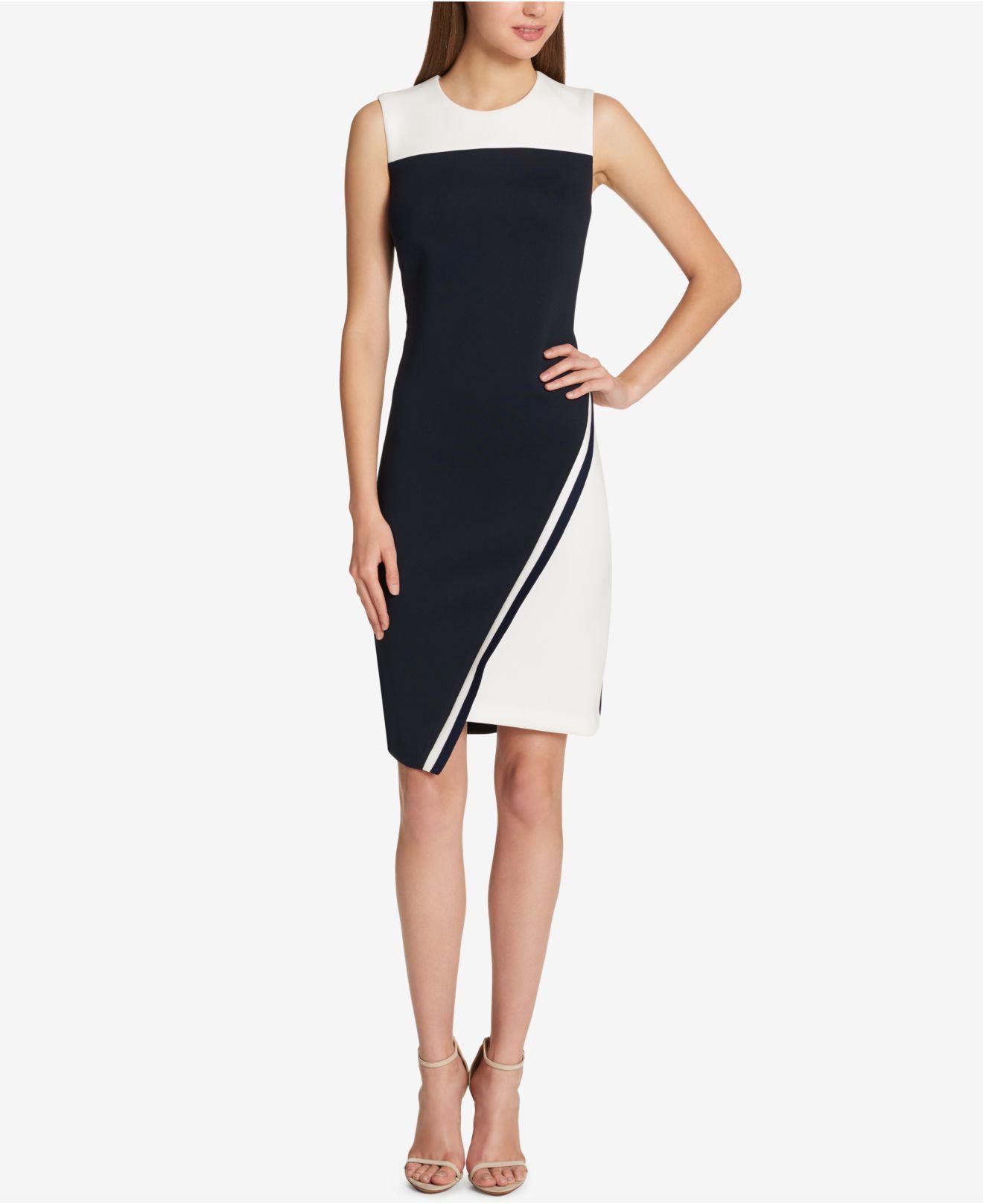 Sofort lieferbar und zu Sonderpreisen Tommy Hilfiger Colorblocked Asymmetrical Scuba Lyst in Blue Dress 