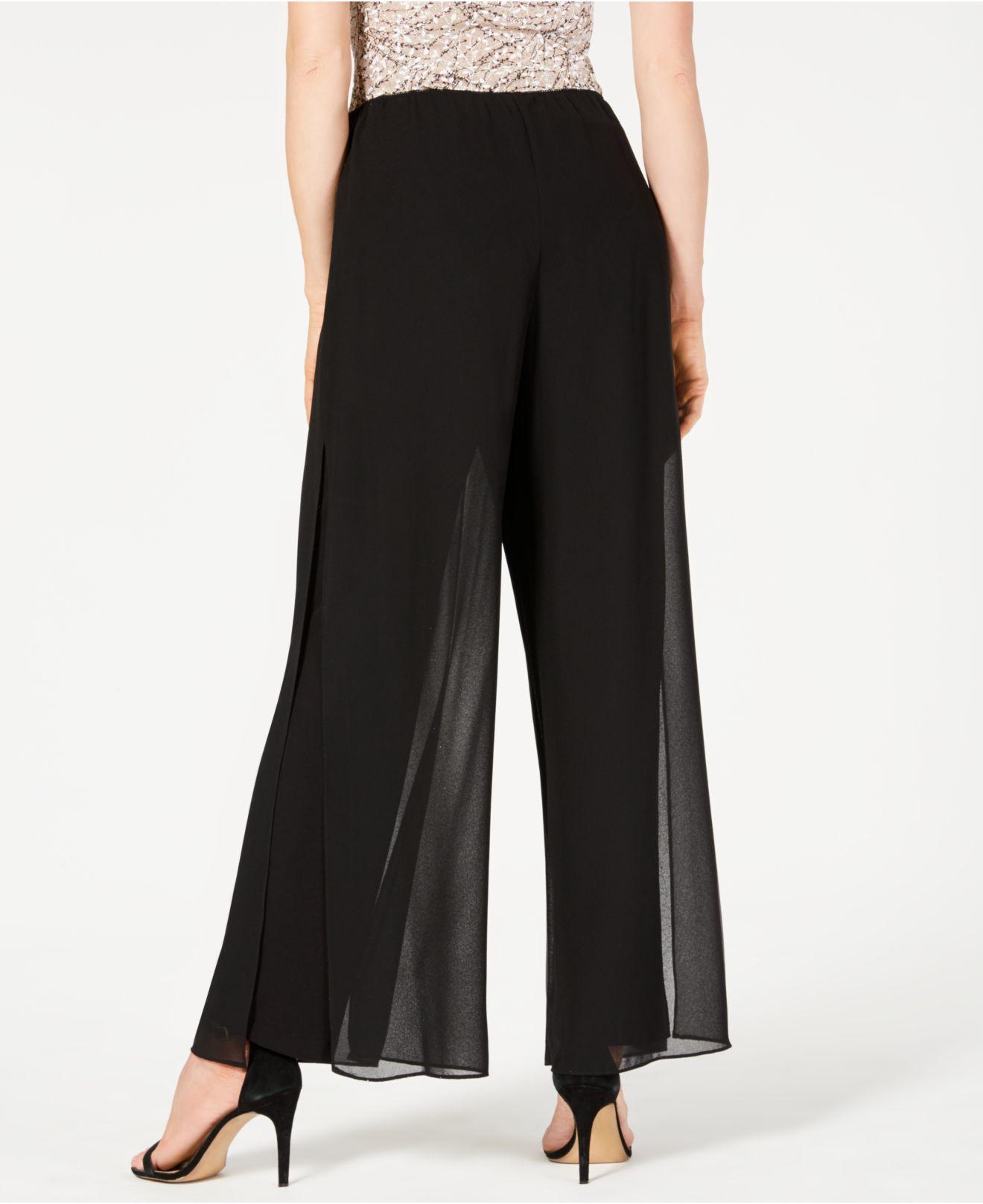 Alex Evenings Synthetic Petite Straight-leg Overlay Pants in Black - Lyst