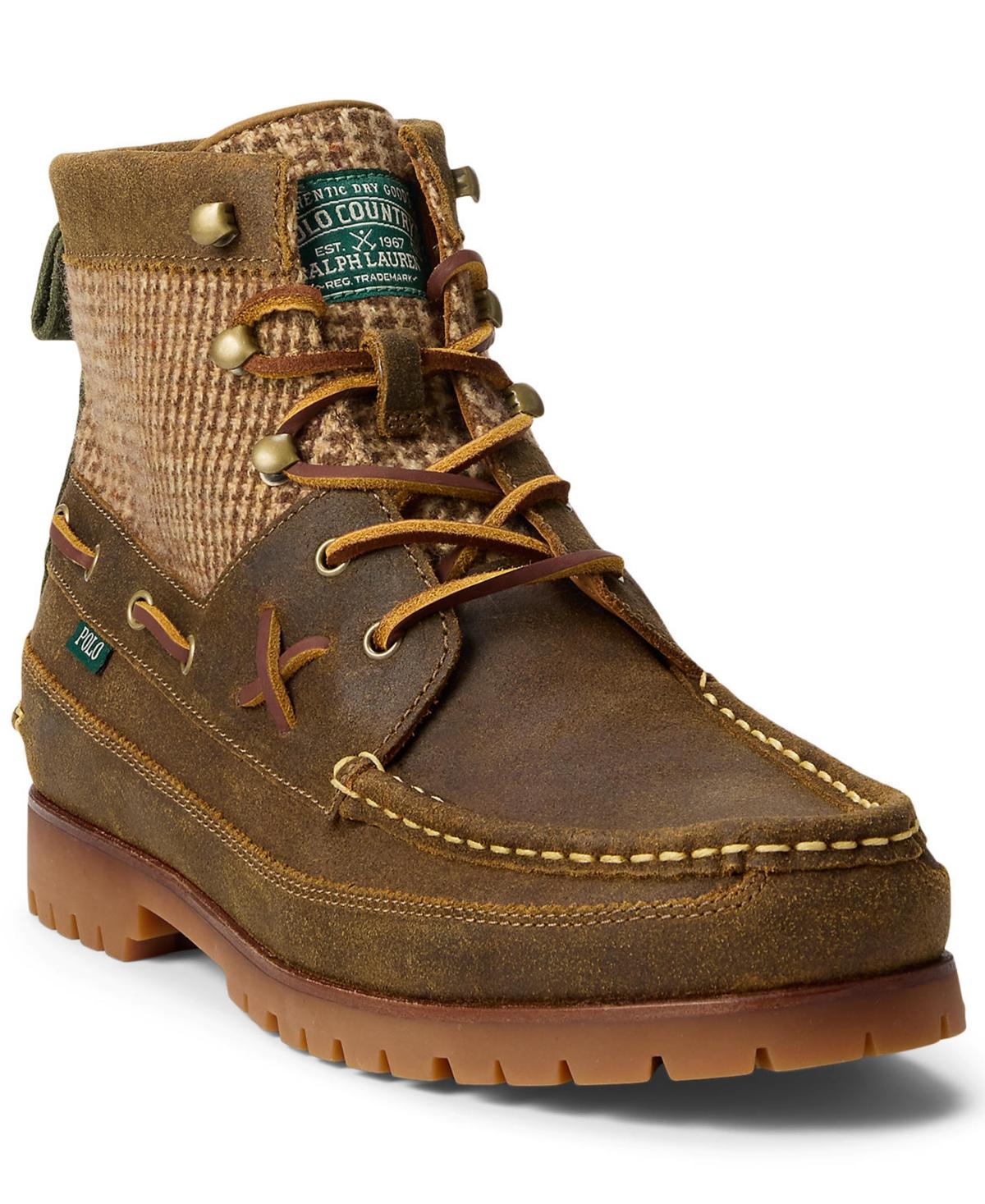 Polo Ralph Lauren Boots Men 10 Brown Leather Wittier Lace Up Ankle Logger Chunky Polo Ralph Lauren Mens Shoes Ranger Tumbled Leather Boots 8D  main image 3