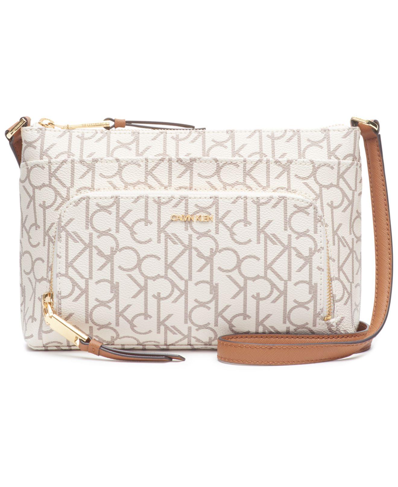 Calvin Klein Lily Signature Crossbody in Natural | Lyst
