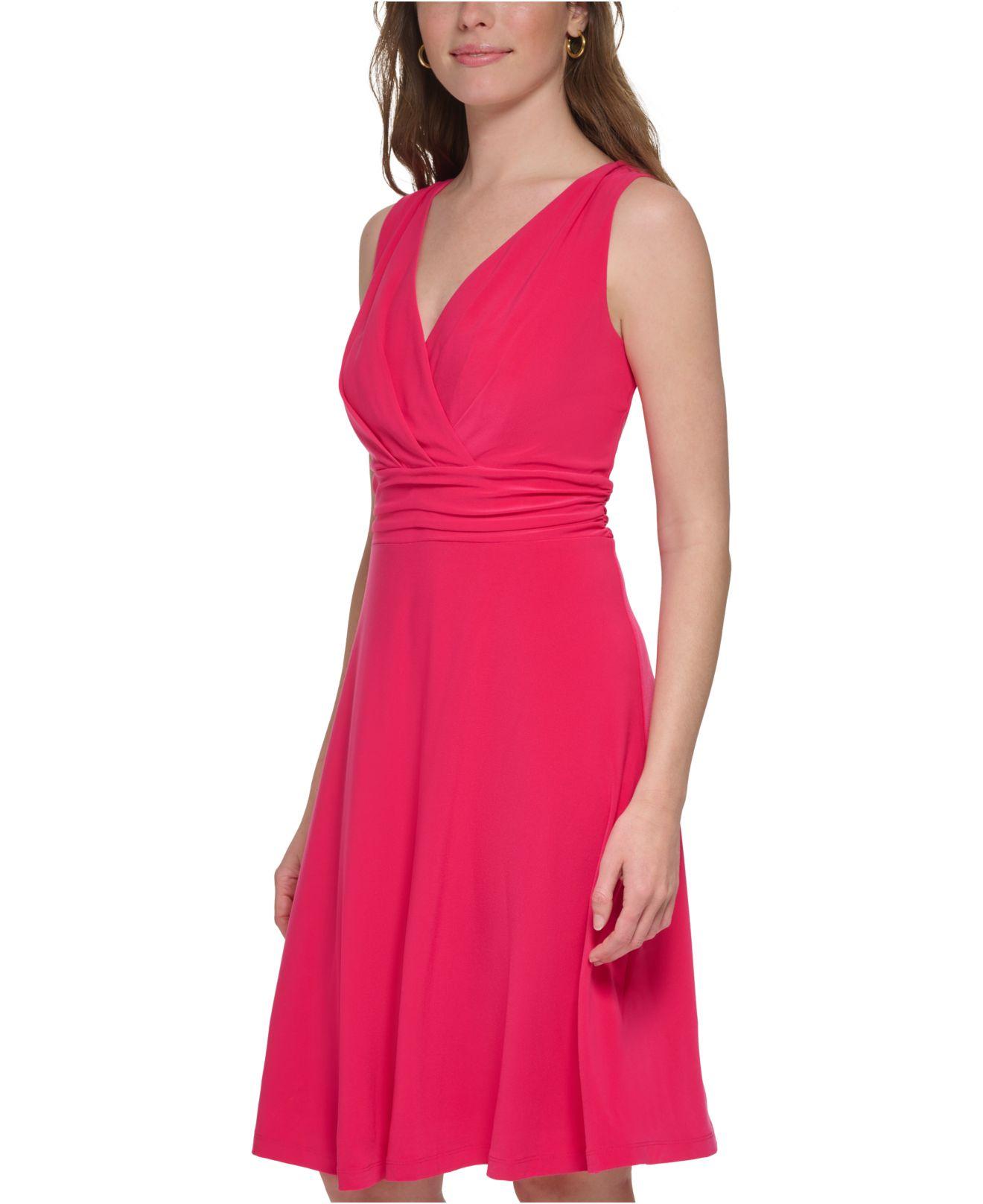 Tommy Hilfiger Surplice-neck Sleeveless Jersey Dress in Pink | Lyst