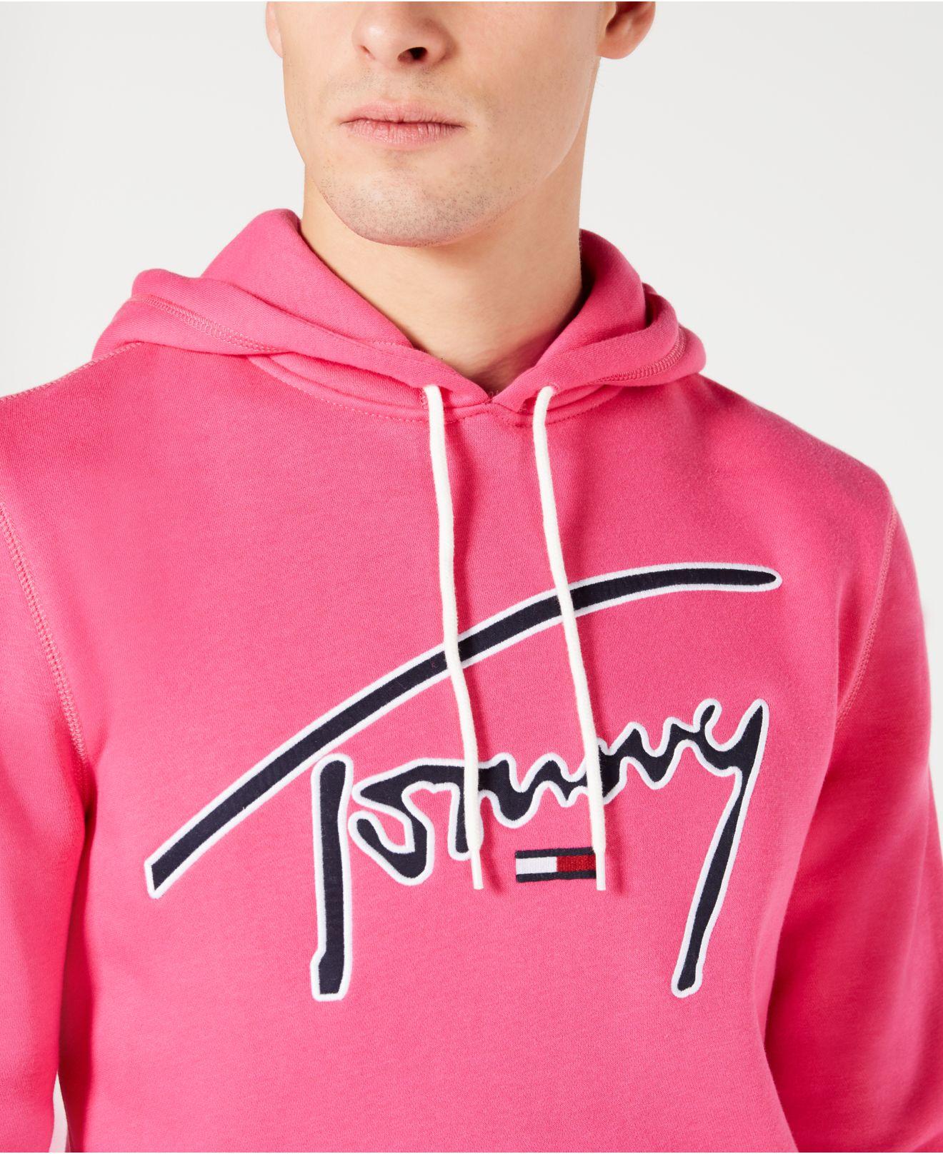 mens pink tommy hilfiger hoodie