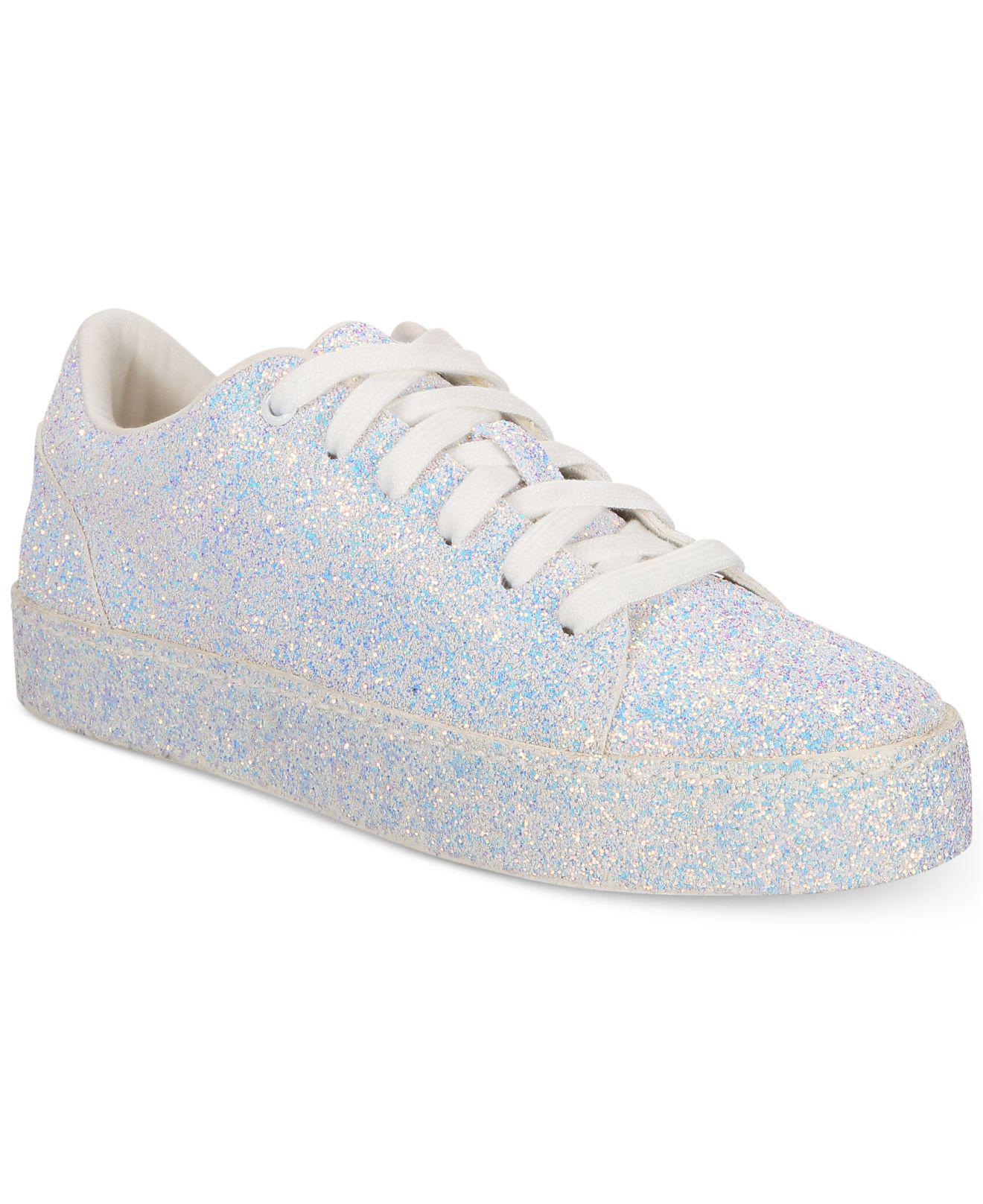 Aldo Women's White Glitter Casual Sneakers Sz 9 Brand New
