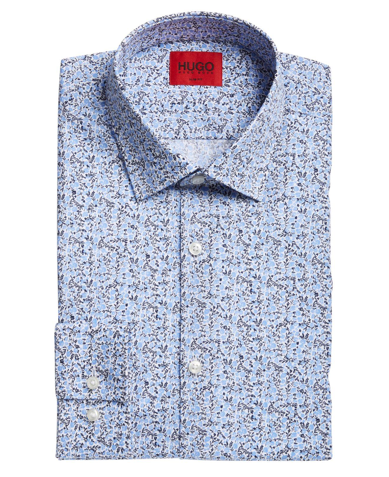 BOSS by HUGO BOSS Kenno Slim-fit Light Blue Mini-floral Dress Shirt for Men  | Lyst Canada