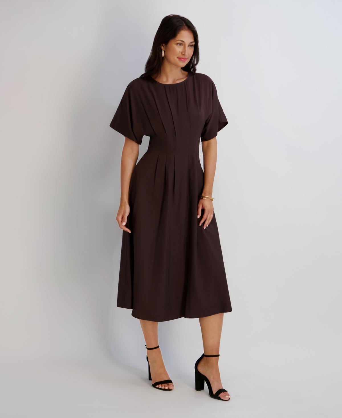 navy blue dress for baby girl Kensie Women's Dolman-Sleeve Cinched-Waist Midi Dress - Fuchsia main image 0