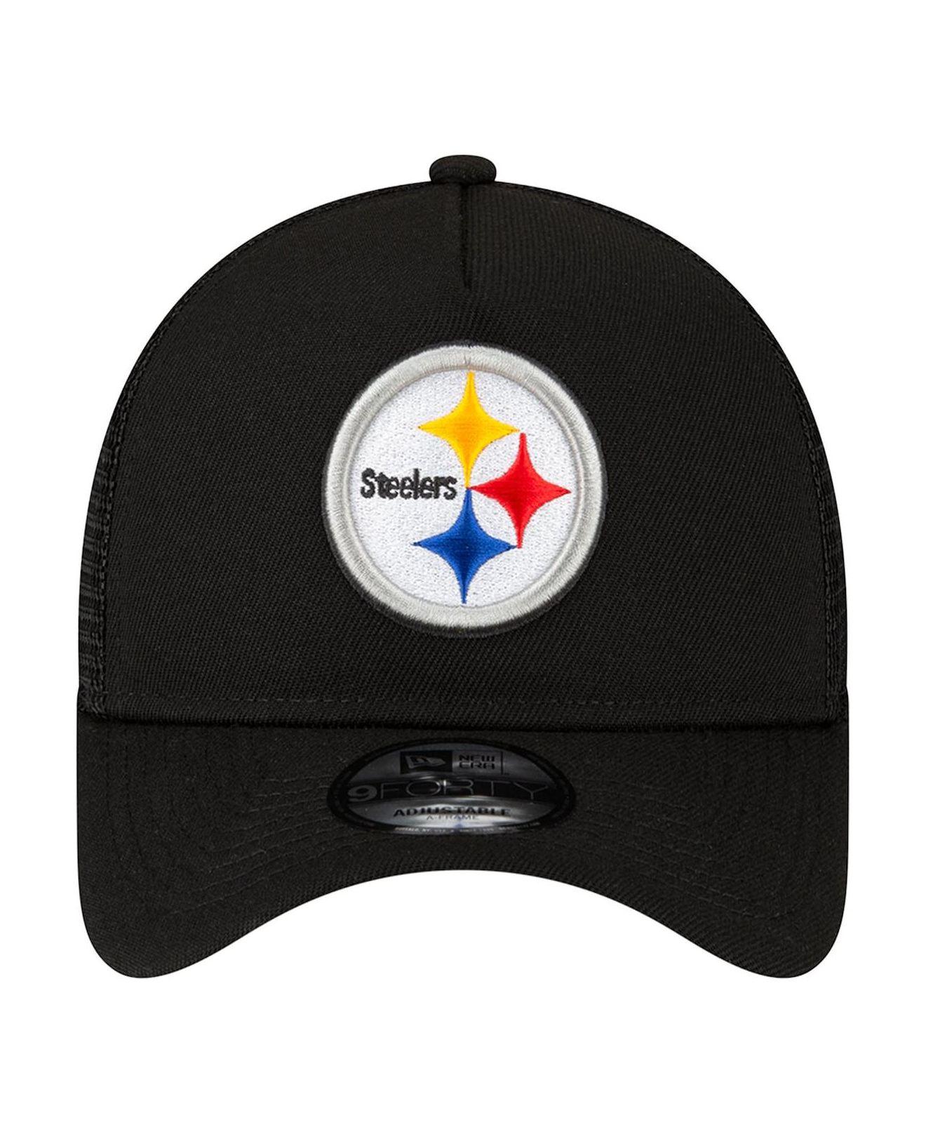 KTZ Black Pittsburgh Steelers A-frame Trucker 9forty Adjustable Hat for Men