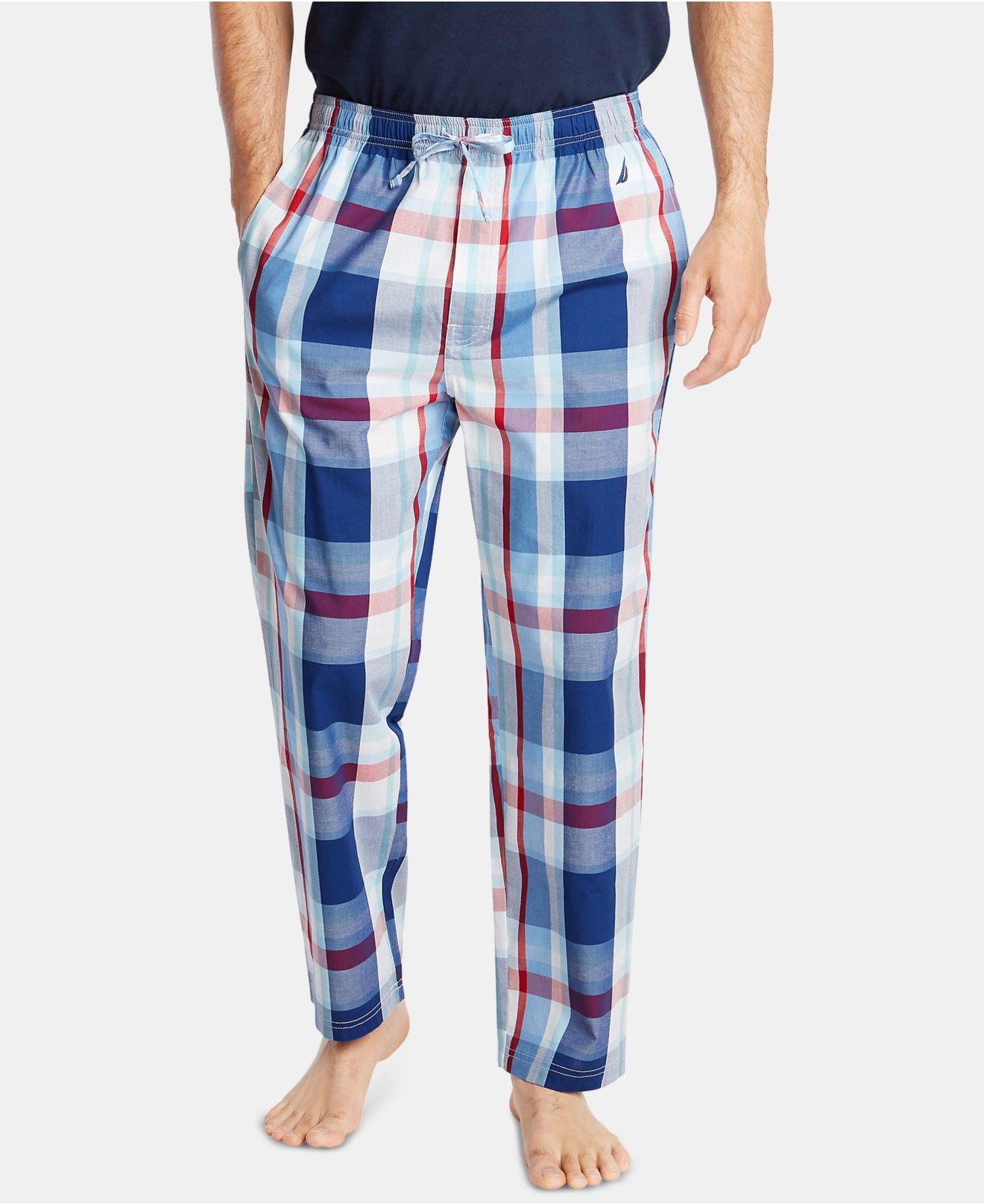 Nautica Cotton Plaid Pajama Pants in Blue for Men Lyst