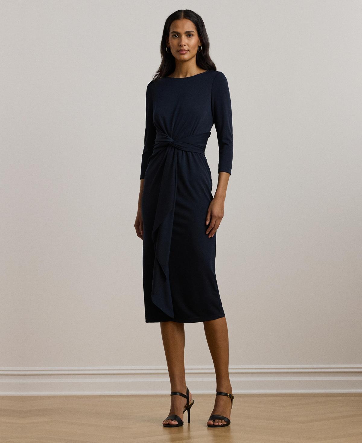 Ralph Lauren Twist-front Stretch Jersey Midi Dress in Blue