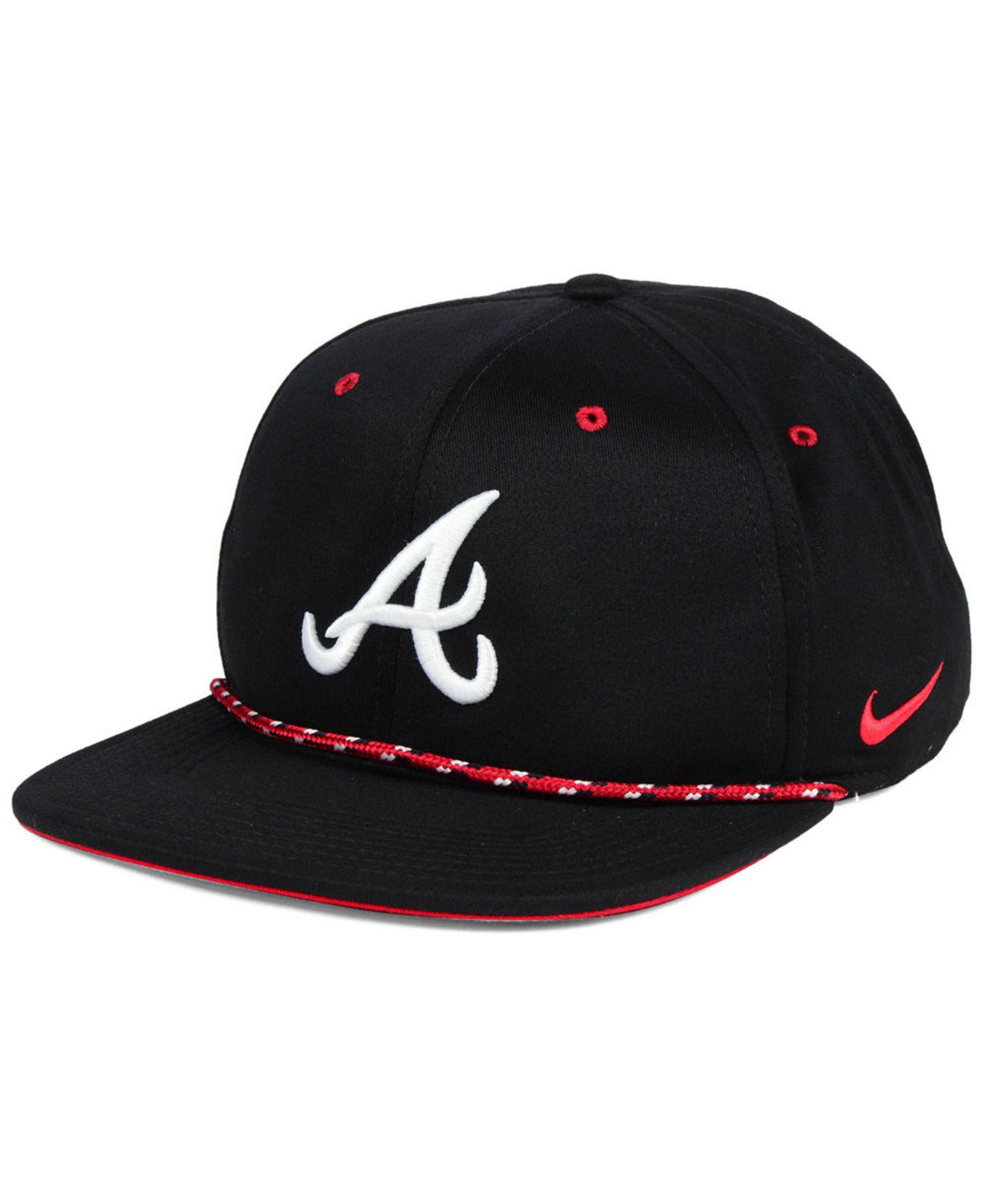 Nike Atlanta Braves String Bill Snapback Cap in Black for Men | Lyst