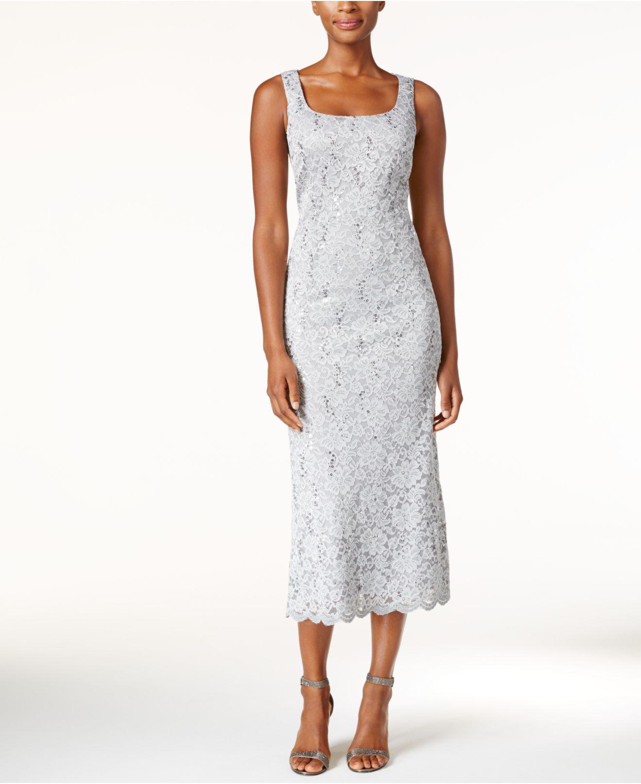 r & m richards sequined lace midi dress and jacket