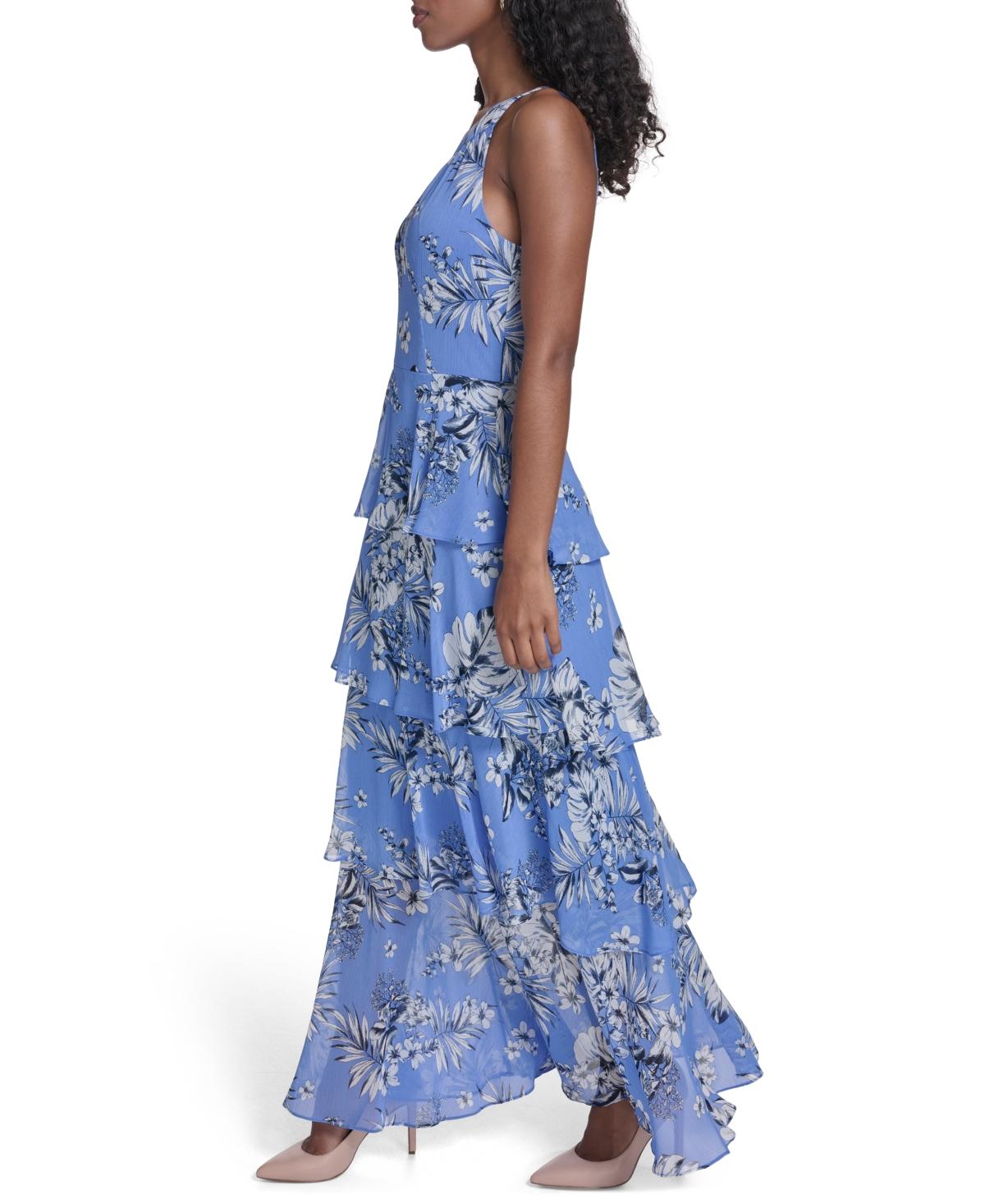 tommy hilfiger tiered chiffon maxi dress Floral Sleeveless Tiered Chiffon Maxi Dress (Women)