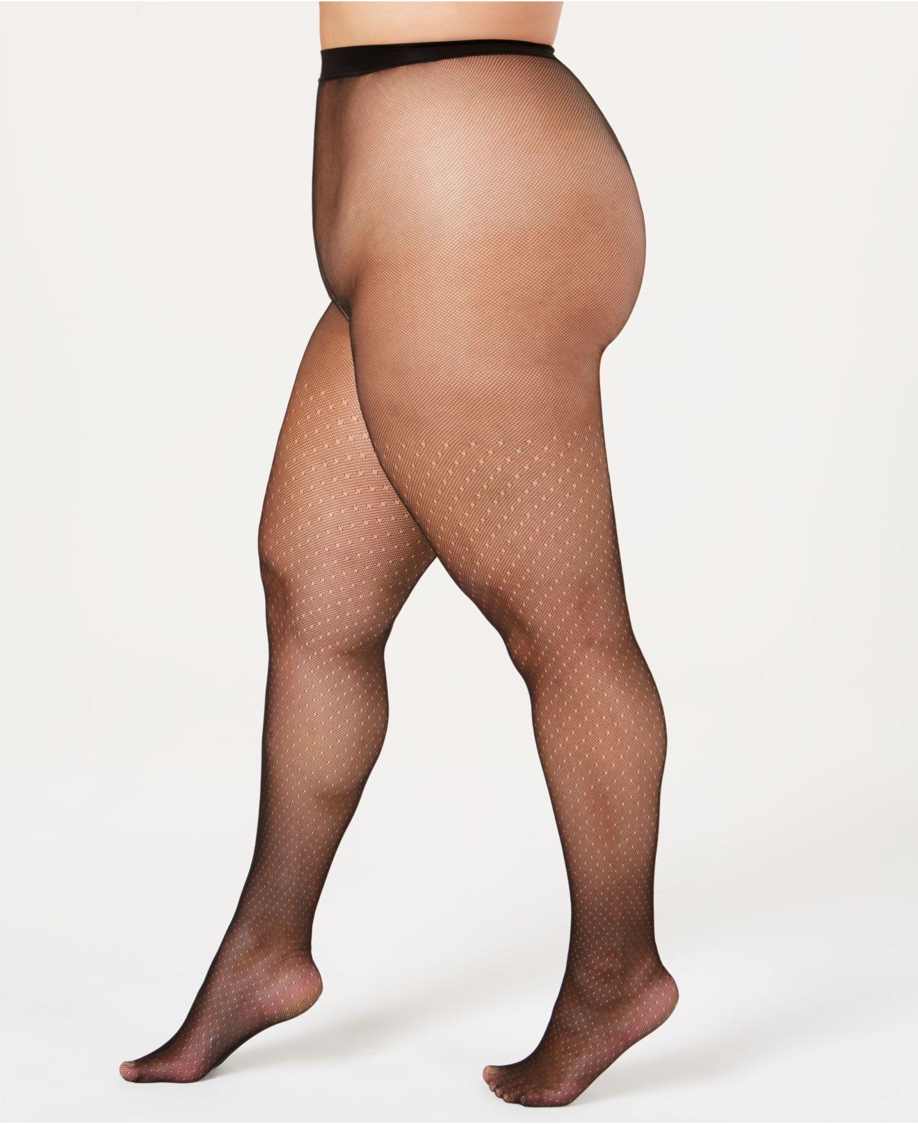 Hanes Womens Plus Size Curves Fashion Point Despirit Stripe Net Tight
