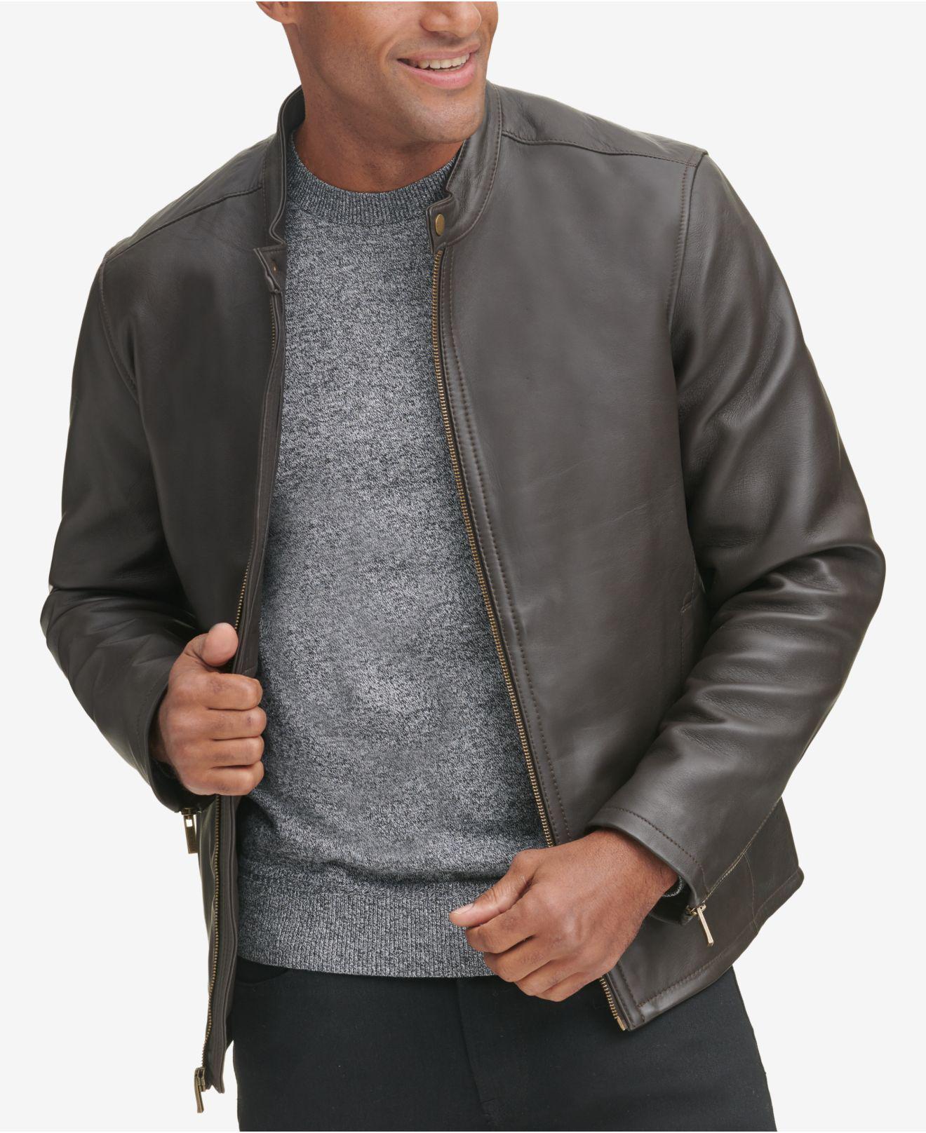 Cole Haan Leather Moto Jacket for Men Lyst