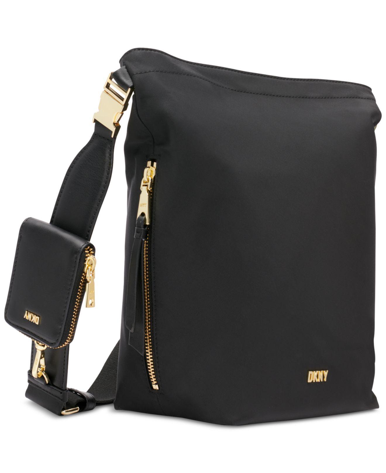 DKNY Women's Bryant Drawstring Bucket Bag - Black/Gold