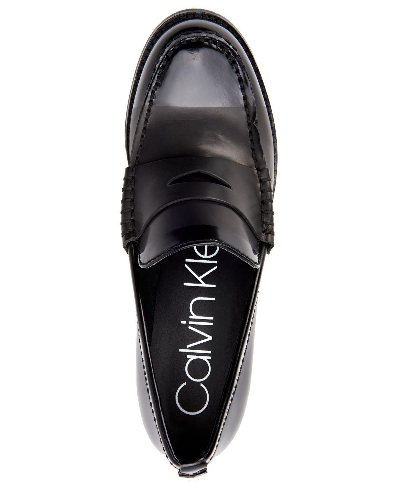 calvin klein pamelyn leather penny loafers