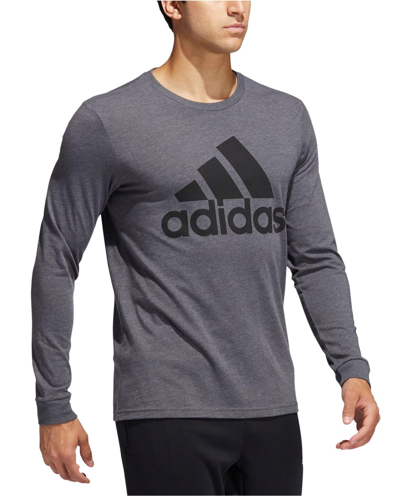 adidas Cotton Logo Long-sleeve T-shirt in Dark Grey Heather (Gray) for