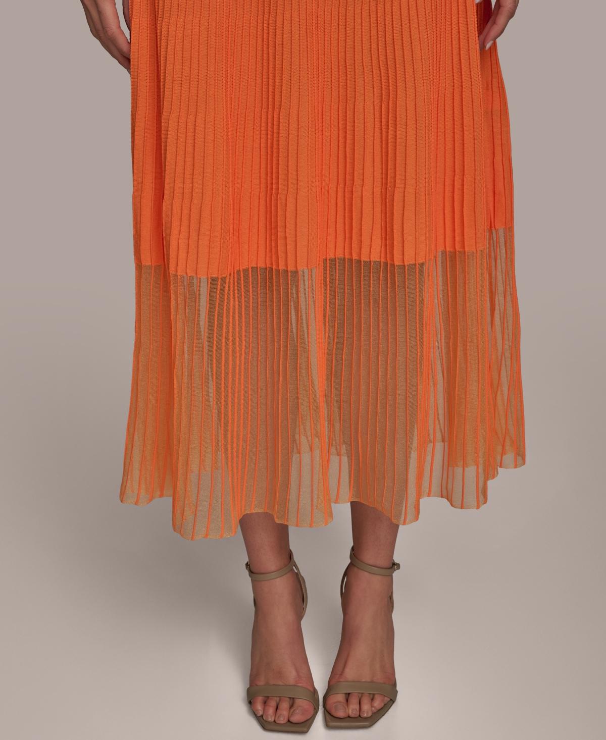 donna karan orange dress Donna Karan Orange Splash Viscose Jersey Draped Dress Size P