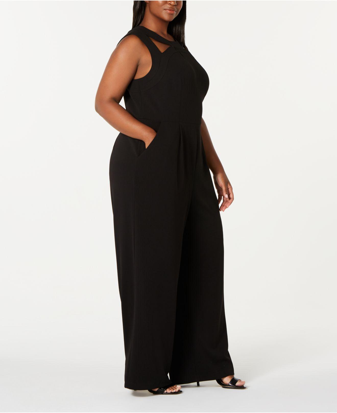 Calvin Klein Synthetic Trendy Plus Size Cutout Jumpsuit in Black - Lyst