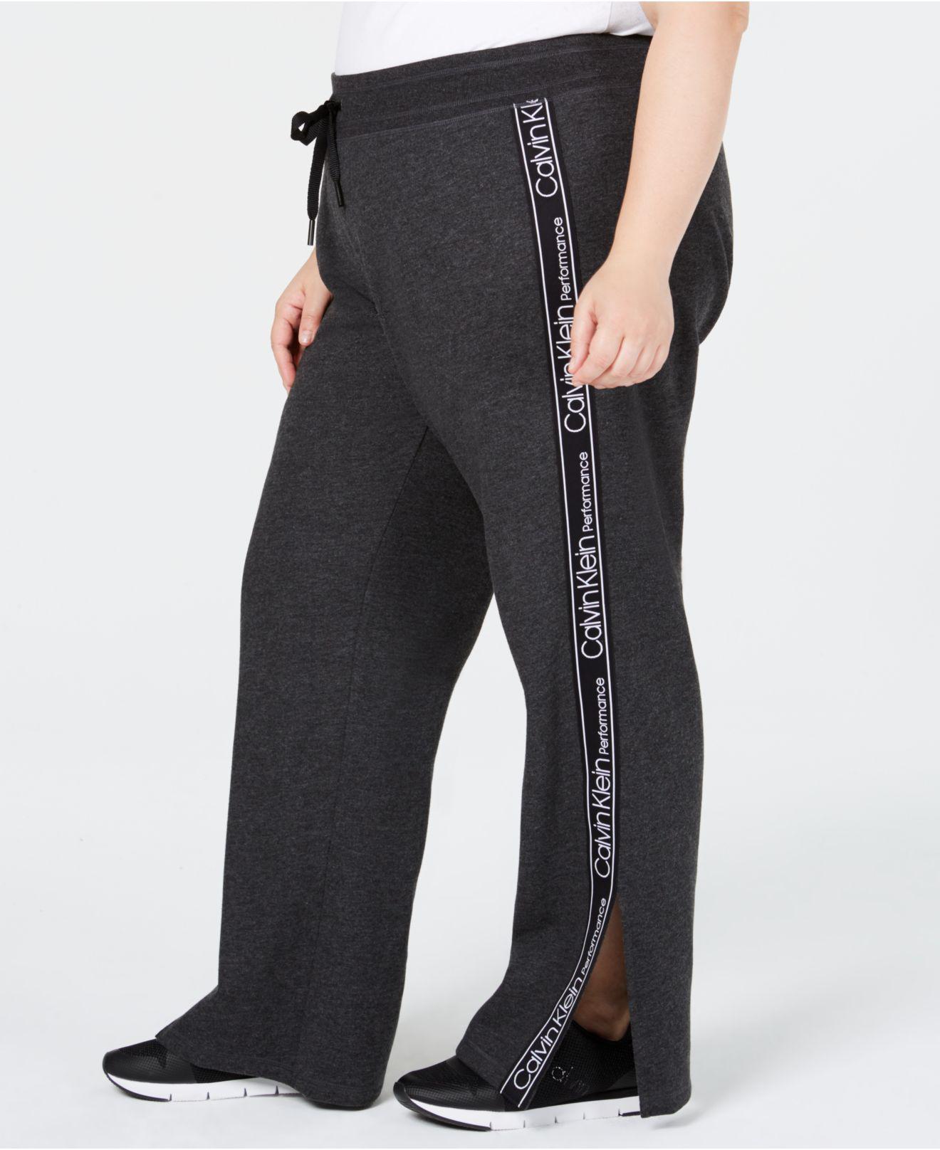 Calvin Klein Performance Plus Size Vented Fleece Pants In Slate Heather