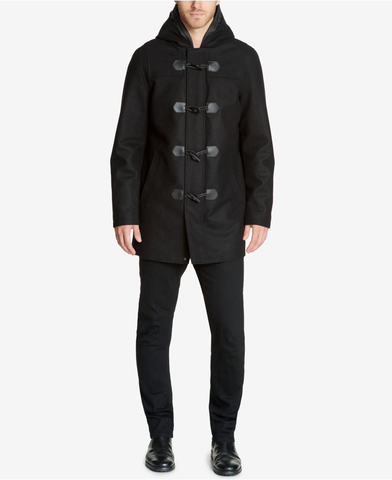 Guess Wool Men's Toggle Coat With Removable Bib in Black for Men | Lyst