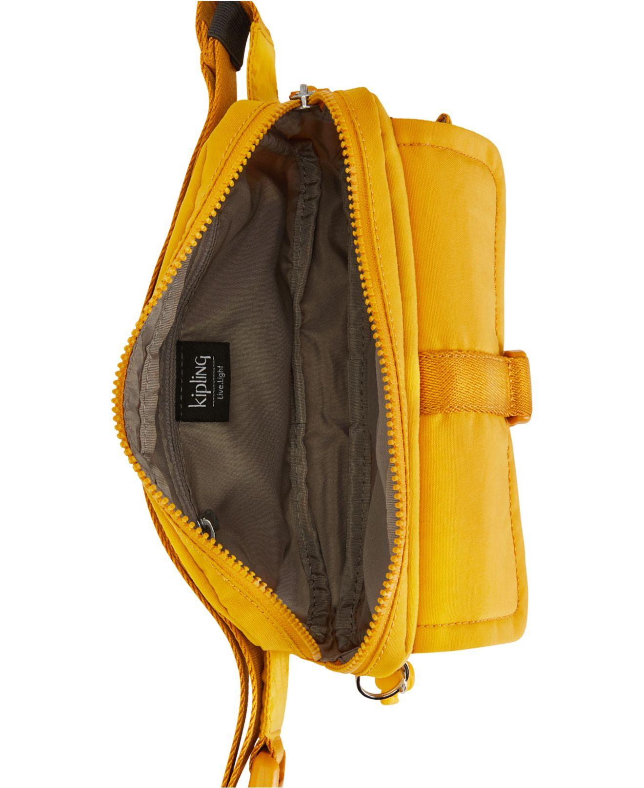 Kipling Izzet Small Nylon Zippered Belt Bag in Yellow Lyst