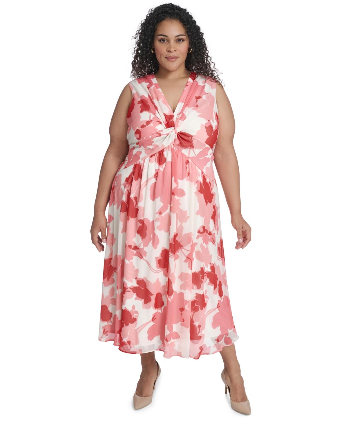 calvin klein floral print maxi dress Calvin Klein S Pink Floral Stretch Sleeveless Maxi Dress Womens Size 2 New